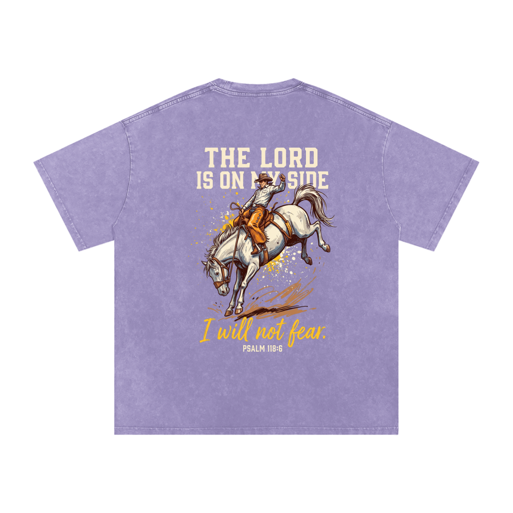 Lord is on my side Snow Washed Oversized Cotton T-Shirt