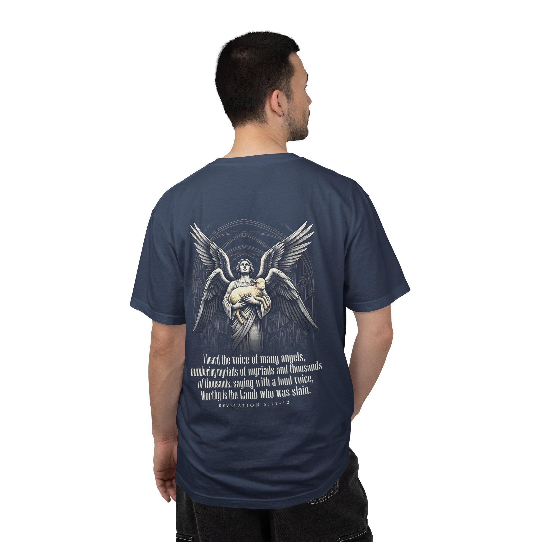 Christian Angel Cross T-Shirt — Inspirational Scripture Back Graphic