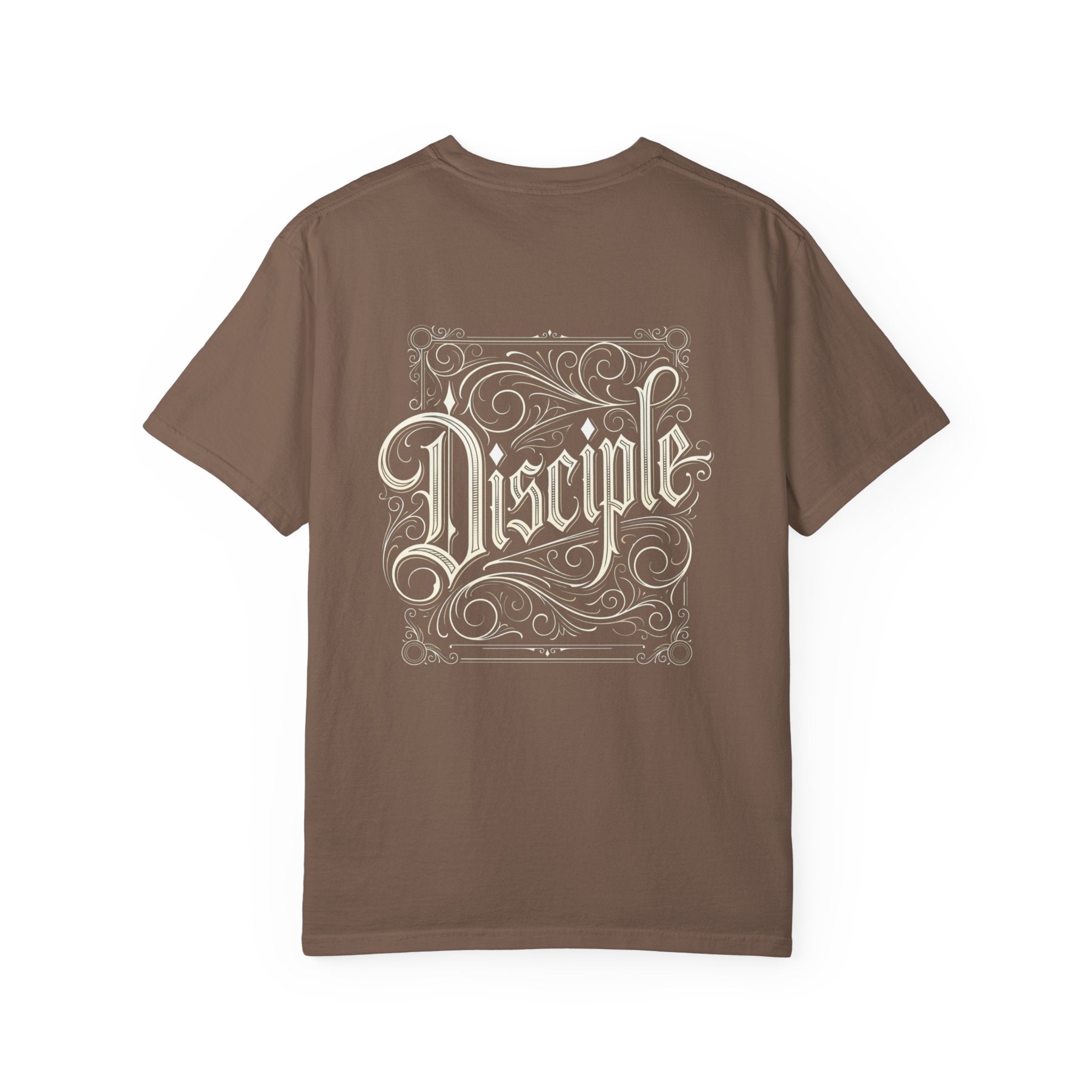 Disciple Cross T‑Shirt — Vintage Script Back Graphic Christian Tee
