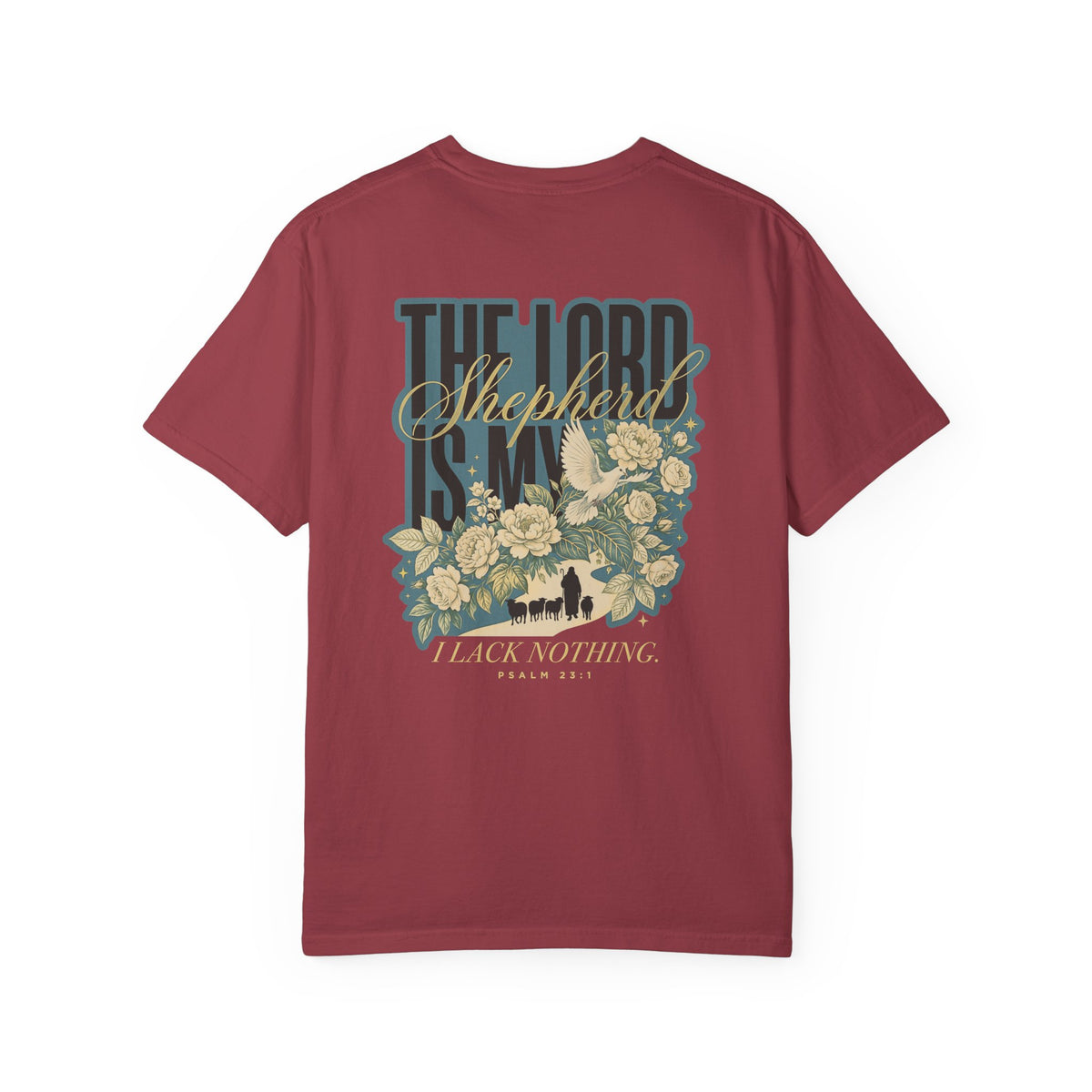 Christian T-Shirt - "The Lord Is My Shepherd" Floral Psalm Tee