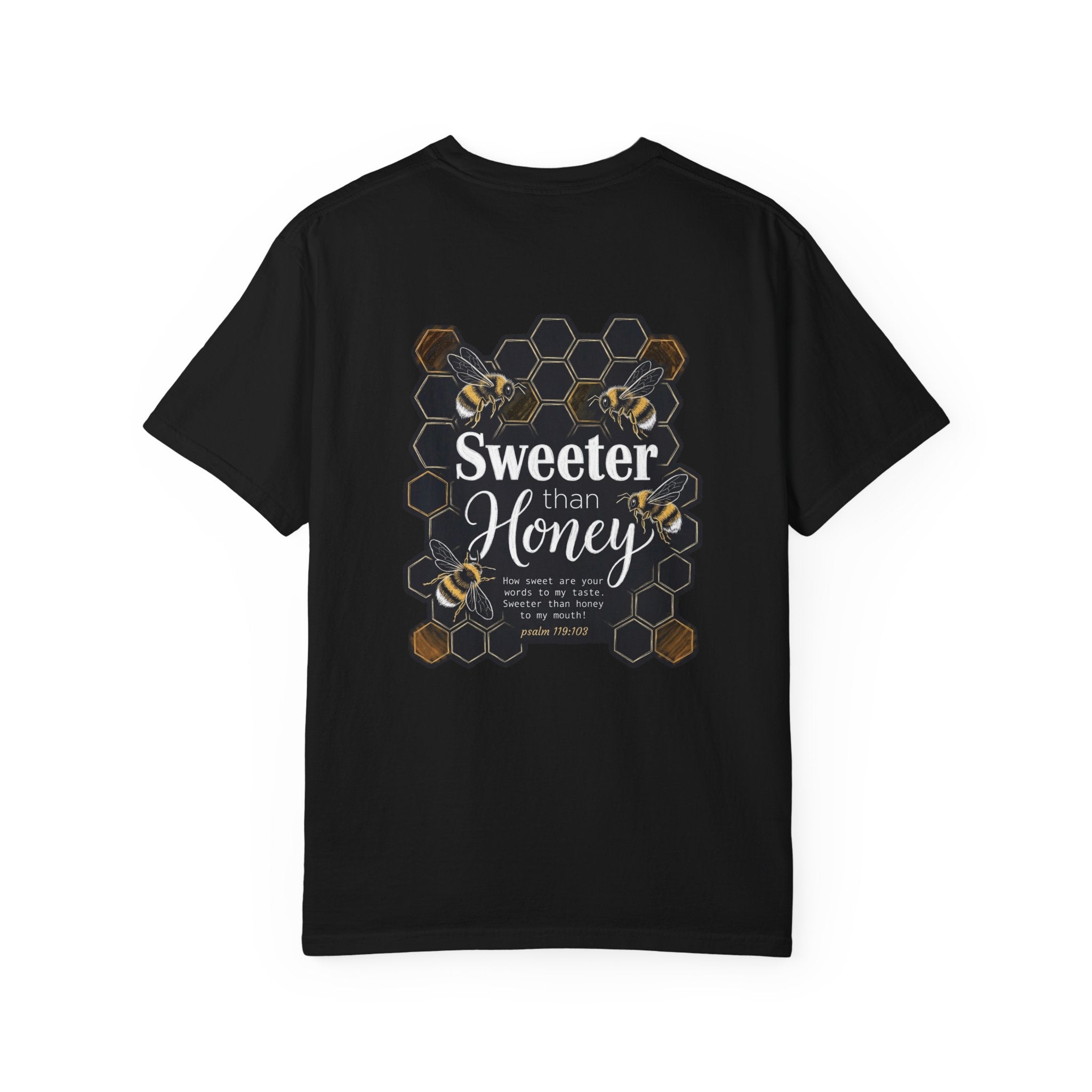 Sweeter Than Honey T-Shirt — Bee Honeycomb Graphic Tee