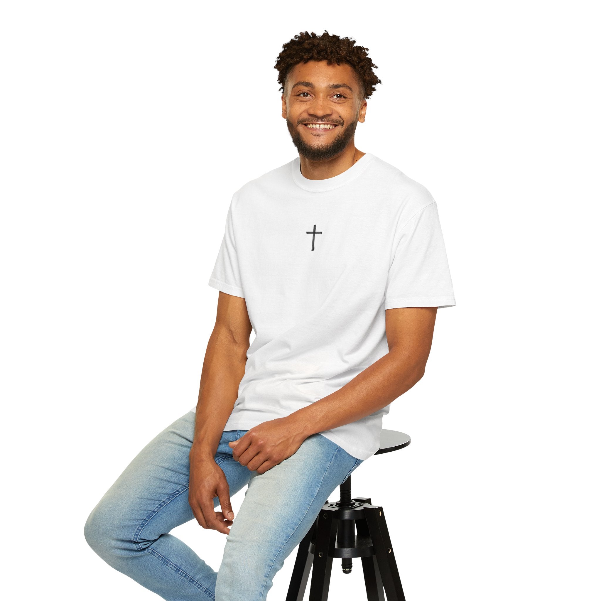 Christian Cross T-Shirt — "In Christ I Am Forgiven, Redeemed, Chosen" Faith Tee