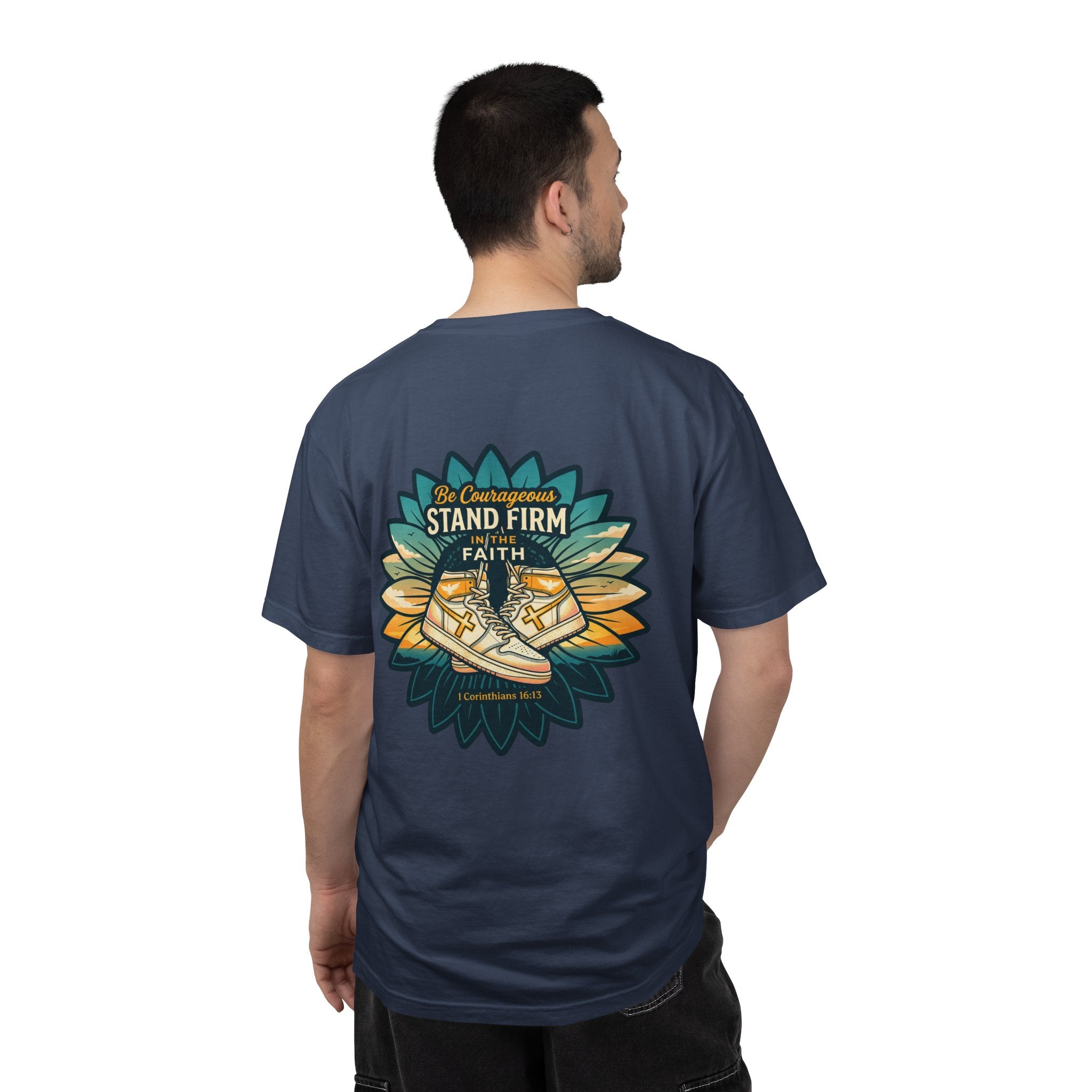 Faith Cross T‑Shirt — "Be Courageous, Stand Firm" Graphic Tee