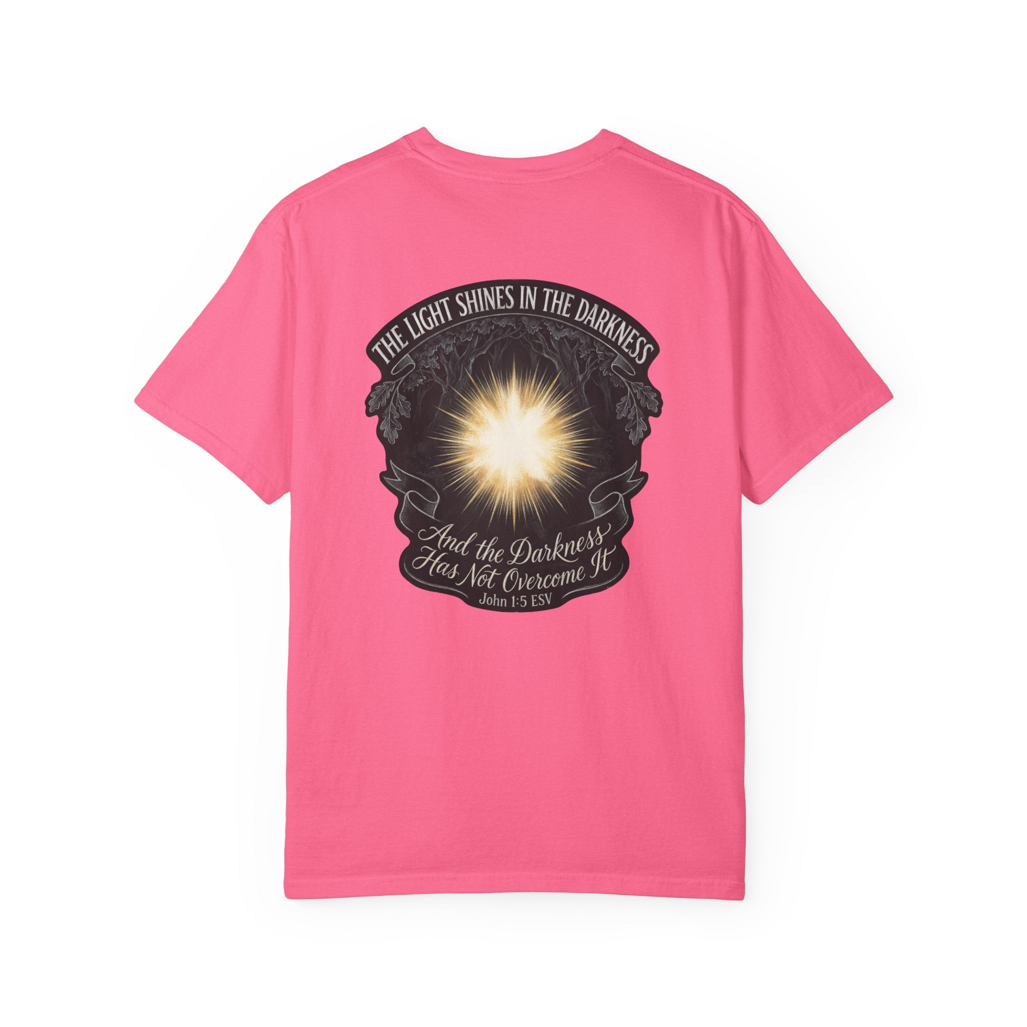Christian T-Shirt – “The Light Shines in the Darkness” Graphic Tee