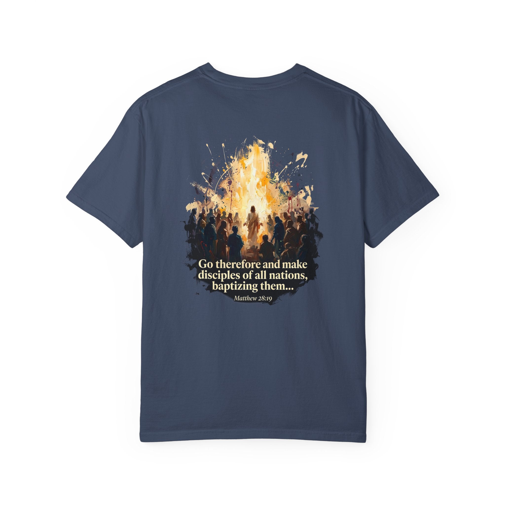 Christian Cross T-Shirt — "Go therefore and make disciples" Baptism Ministry Tee