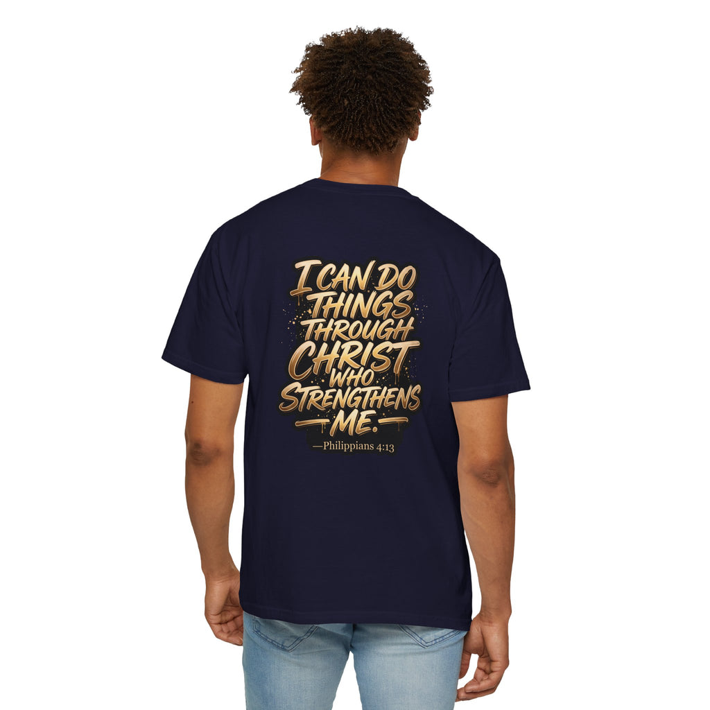 Christian Cross T-Shirt — "I Can Do All Things Through Christ" Scripture Tee