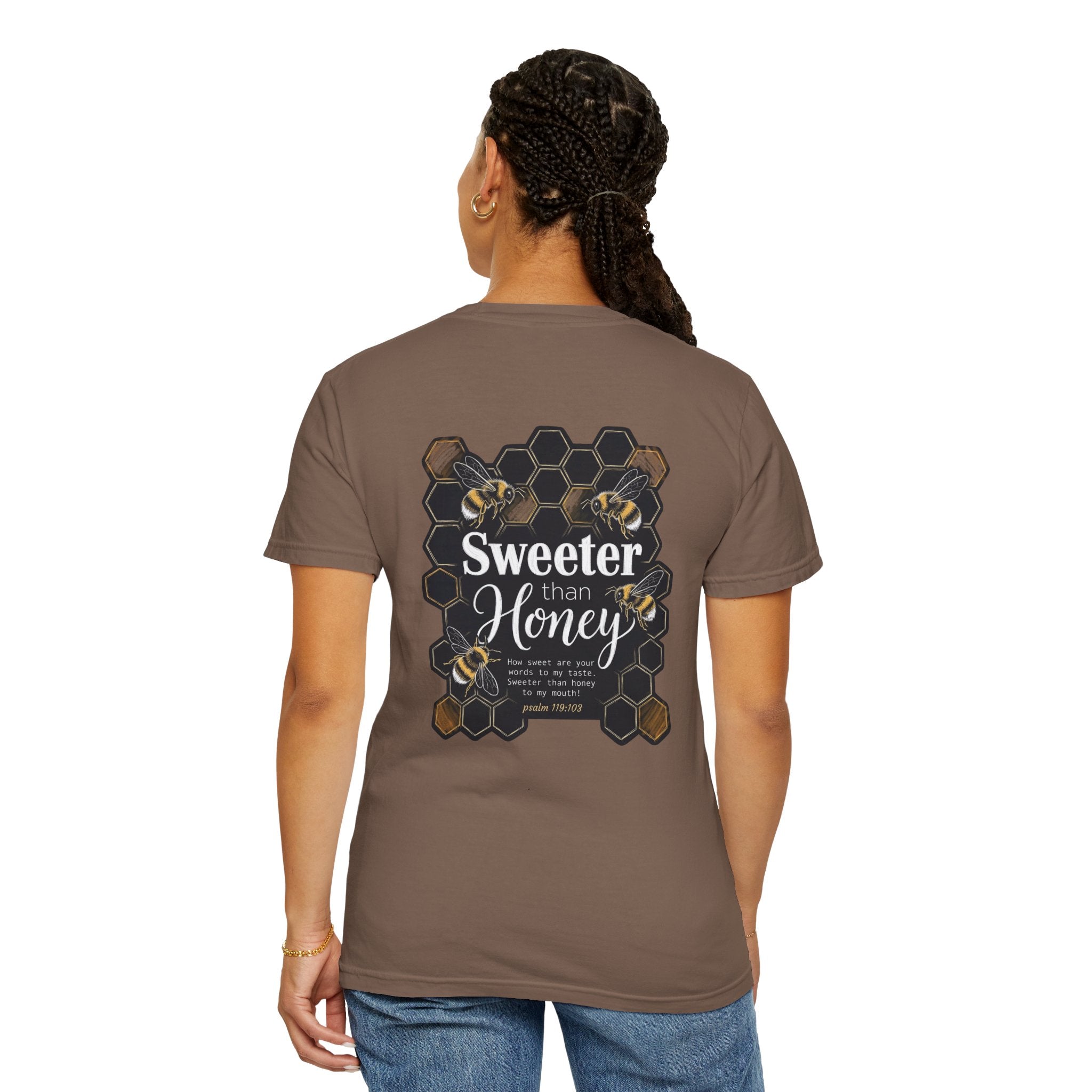 Sweeter Than Honey T-Shirt — Bee Honeycomb Graphic Tee