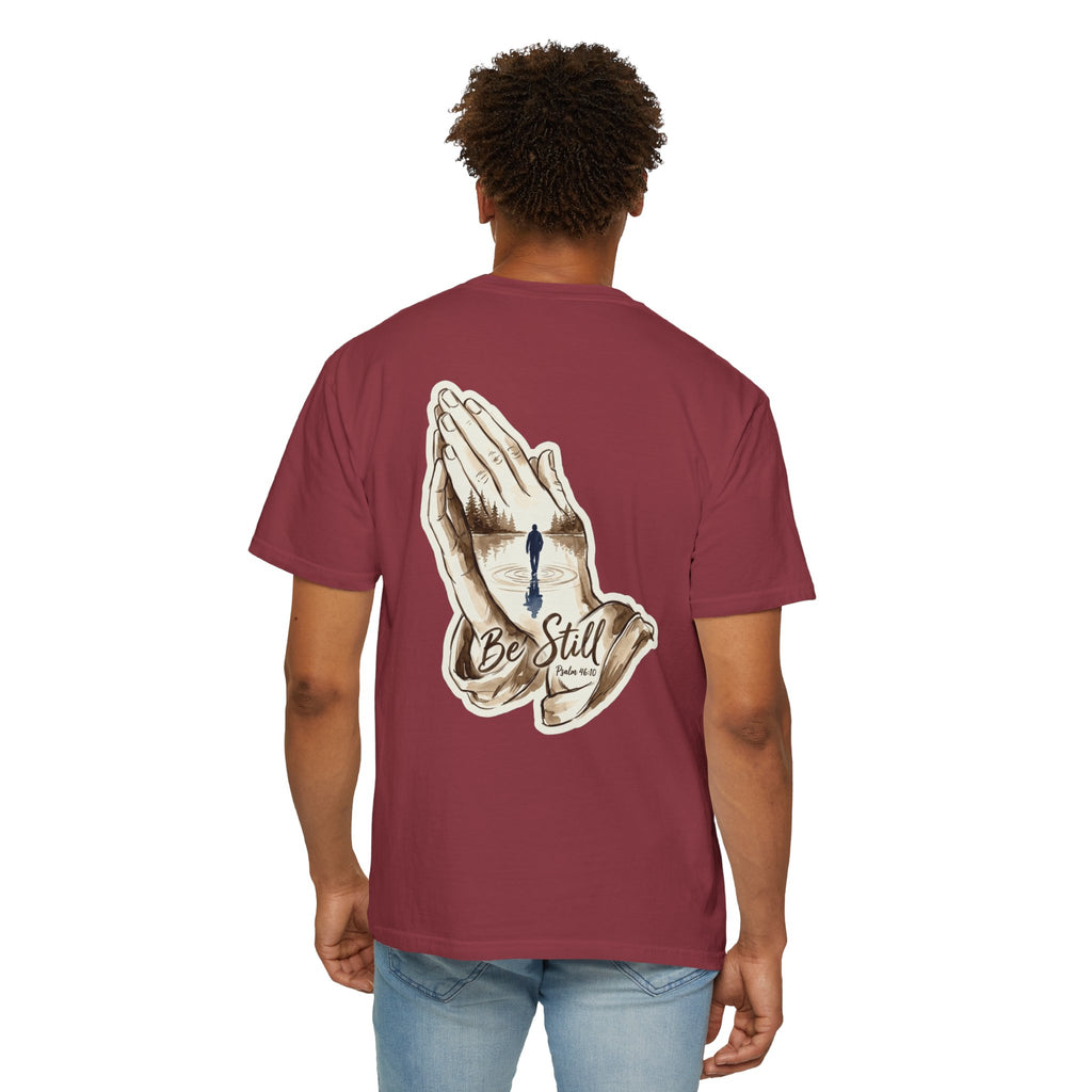 Be Still Prayer T-Shirt — Christian Faith Graphic Tee with Crosses