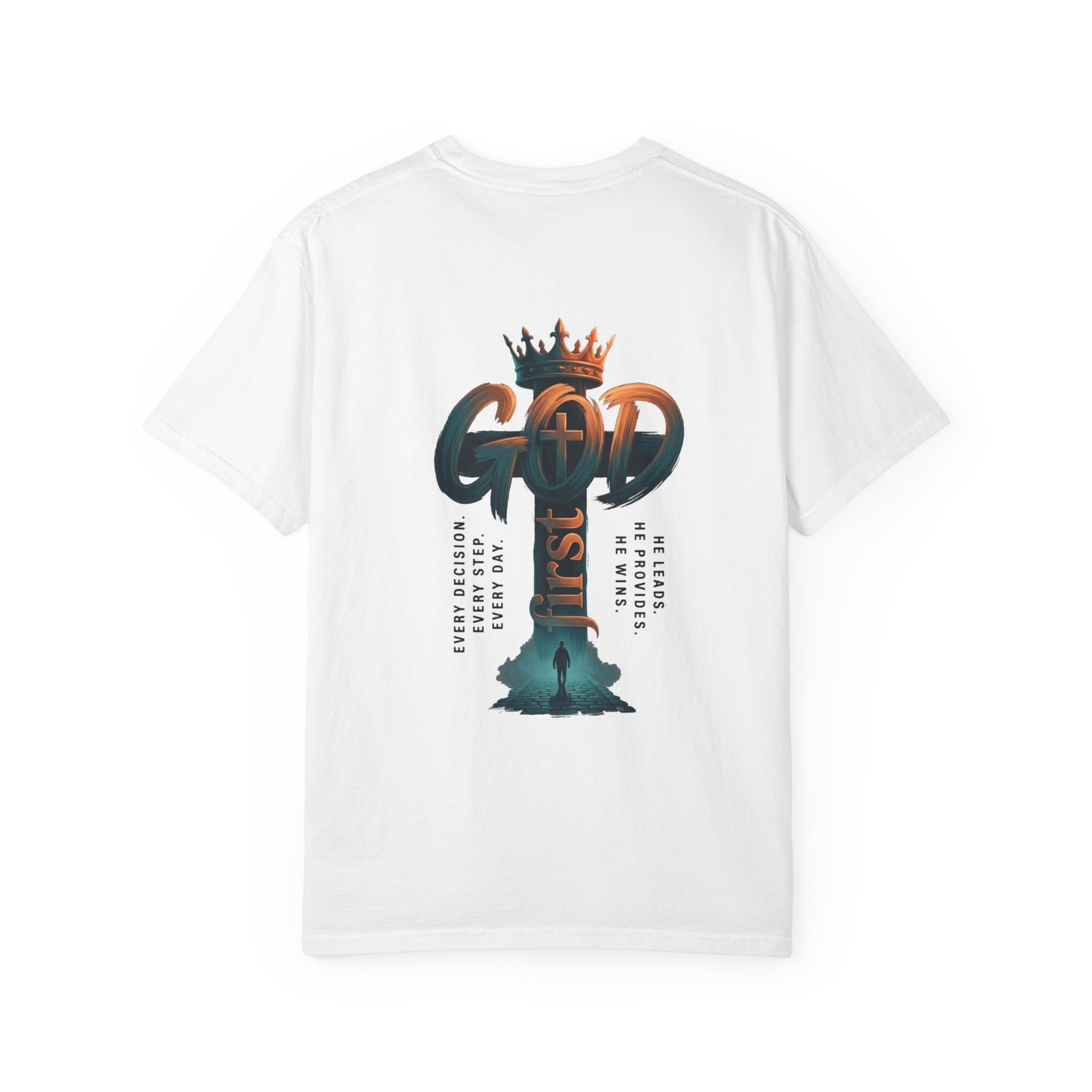 Christian Cross T-Shirt — 'God Is King' Back Graphic Tee