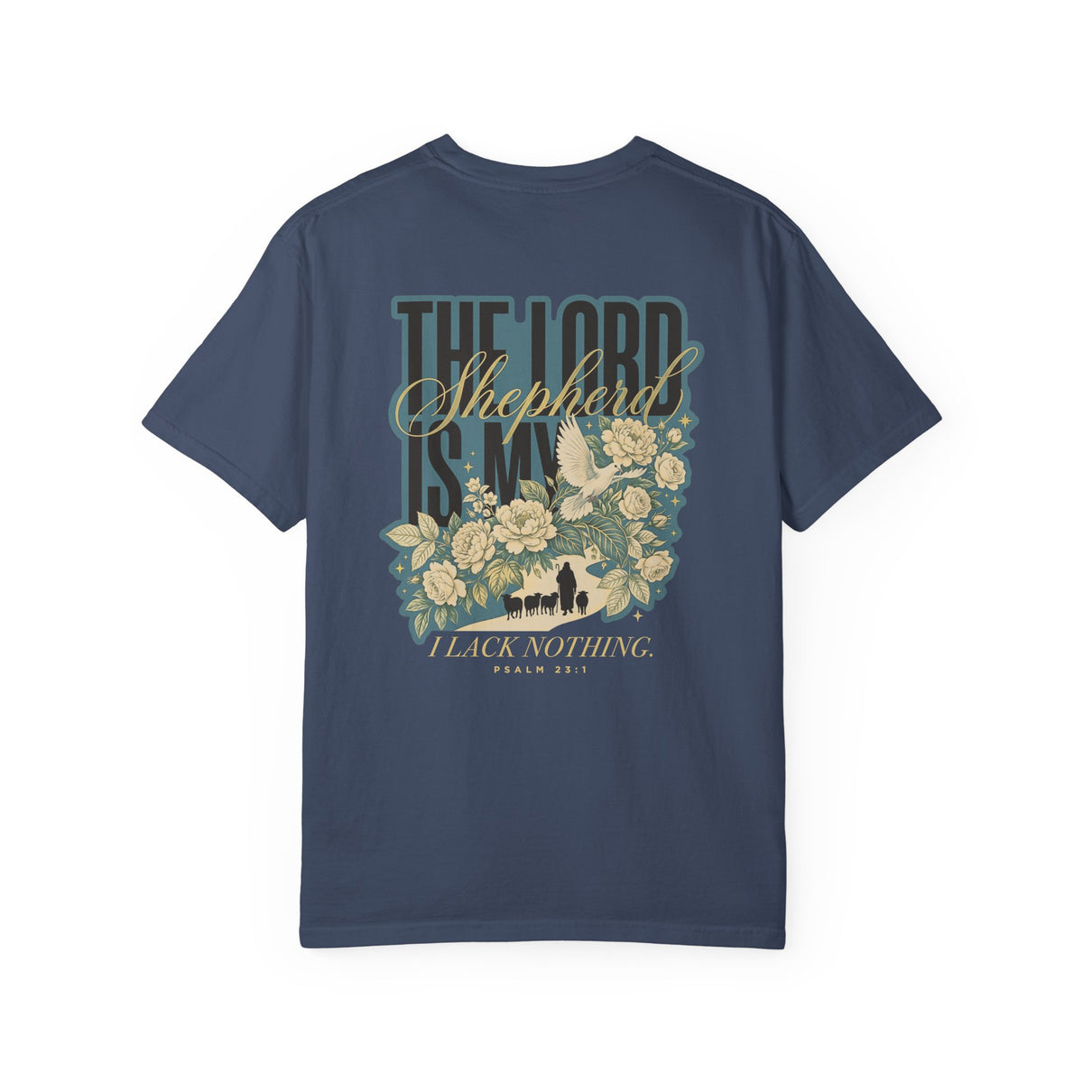 Christian T-Shirt - "The Lord Is My Shepherd" Floral Psalm Tee