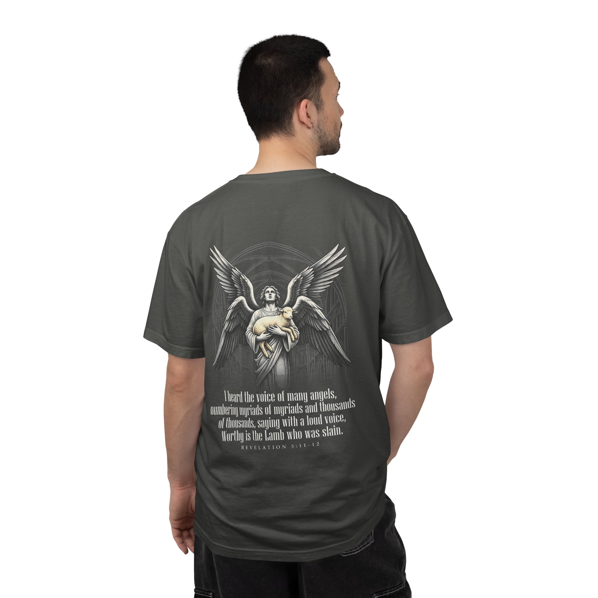 Christian Angel Cross T-Shirt — Inspirational Scripture Back Graphic