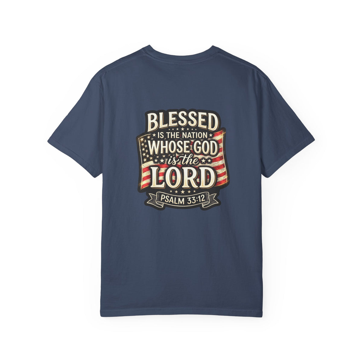 Christian Cross T-Shirt — "Blessed is the nation whose God is the Lord" Psalms Tee