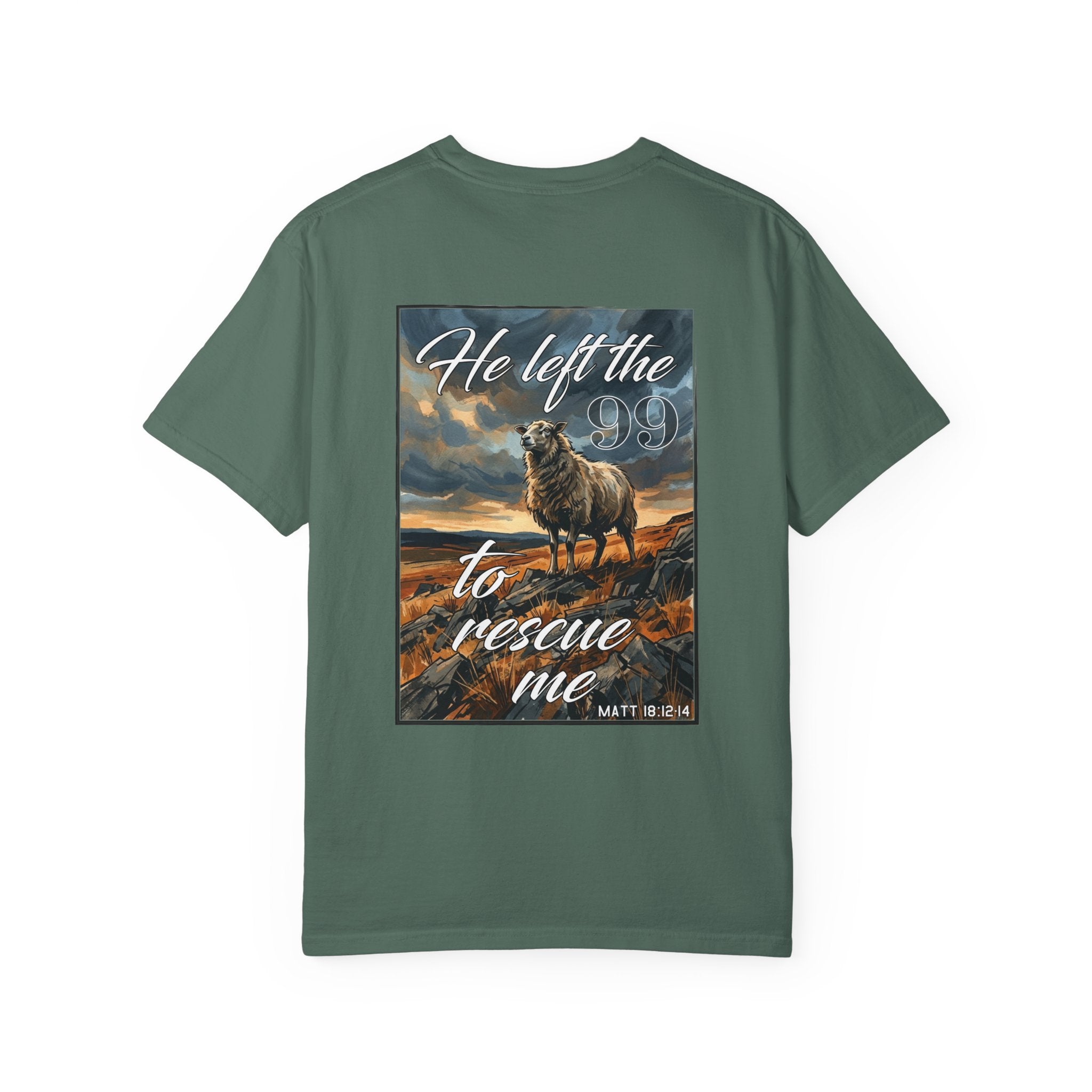 Christian Shepherd T-Shirt — "He Left the 99 to Rescue Me" Graphic Tee