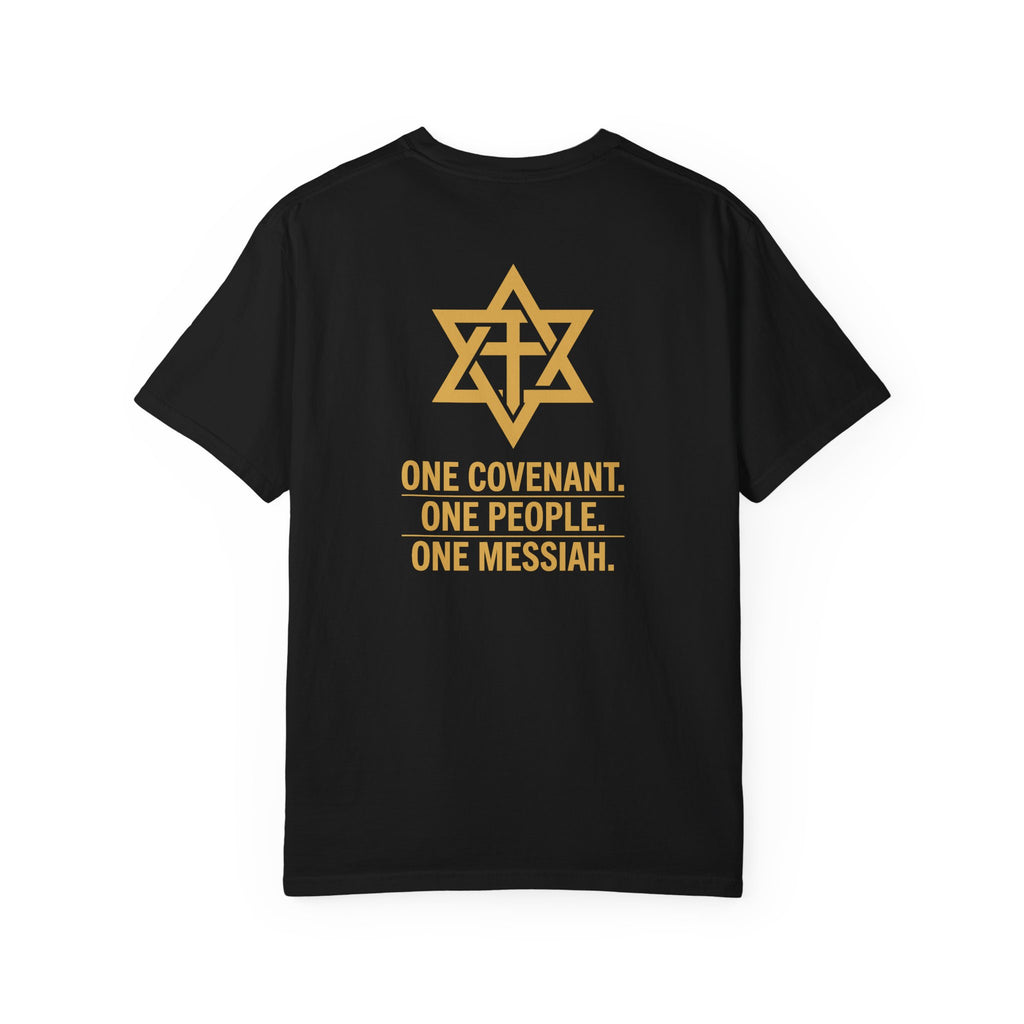 One Covenant One People One Messiah T-Shirt — Interfaith Star & Cross Design