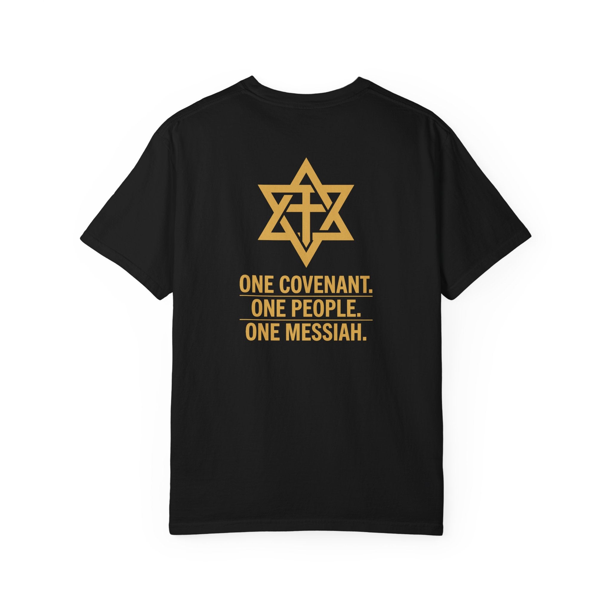 One Covenant One People One Messiah T-Shirt — Interfaith Star & Cross Design