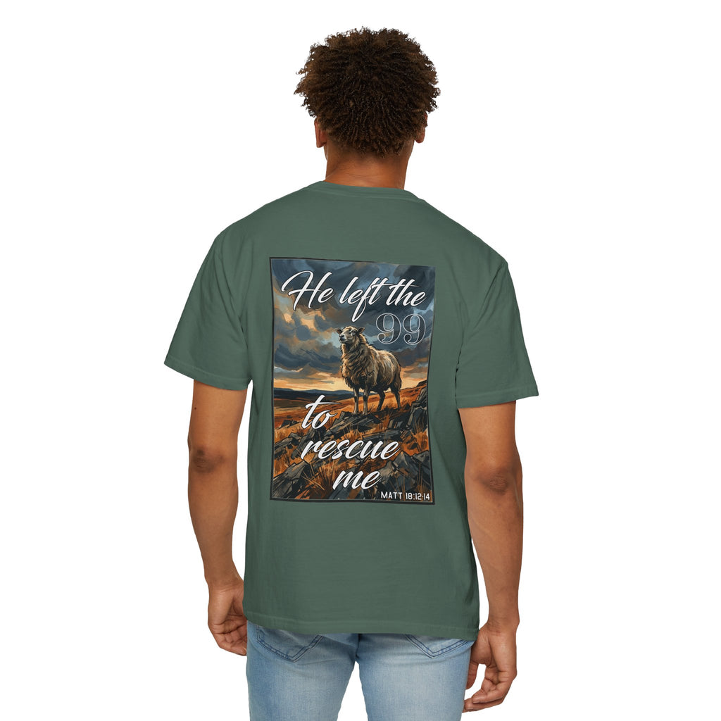 Christian Shepherd T-Shirt — "He Left the 99 to Rescue Me" Graphic Tee