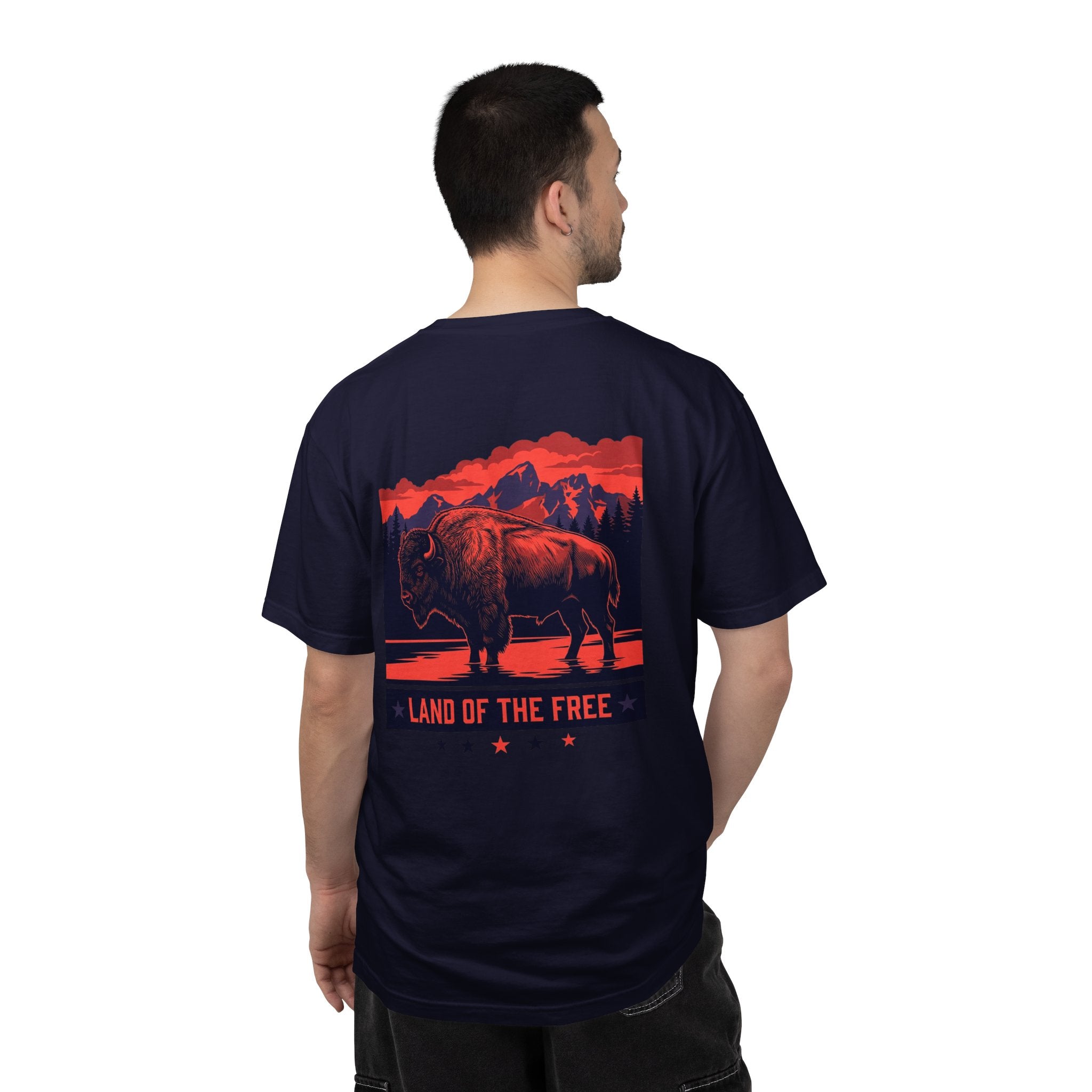 Americana Buffalo Tee — "Land of the Free" Garment-Dyed T-Shirt