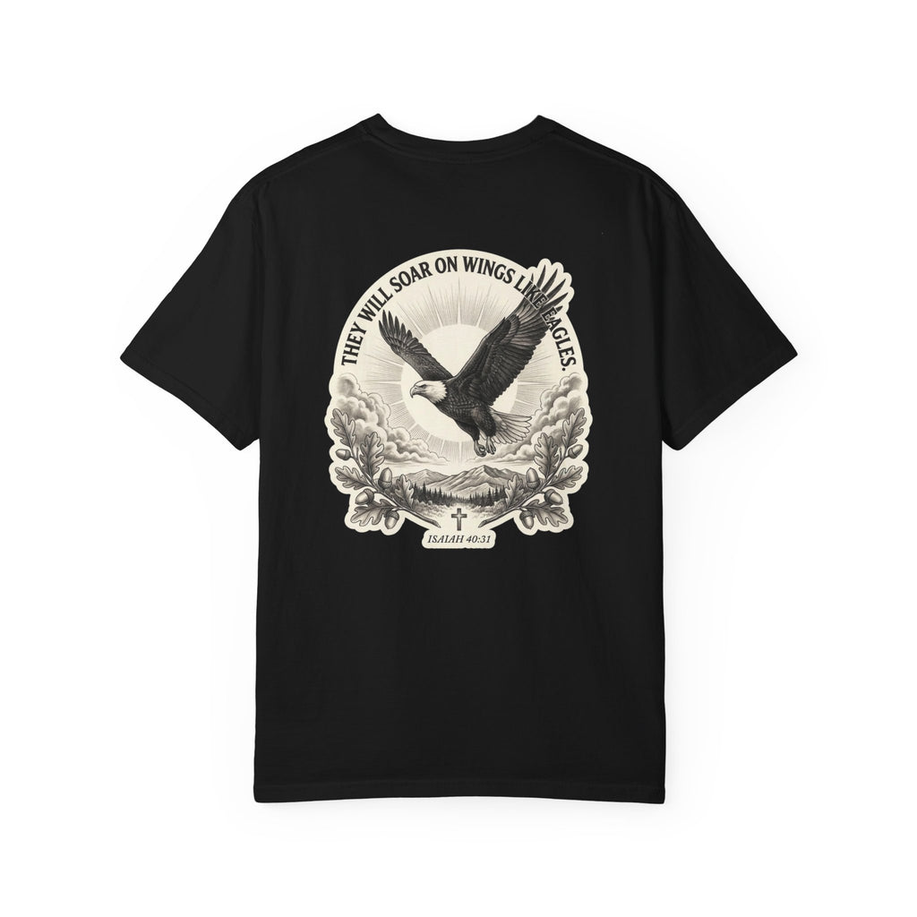 Eagle Cross T‑Shirt — 'They Will Soar on Wings' Christian Graphic Tee
