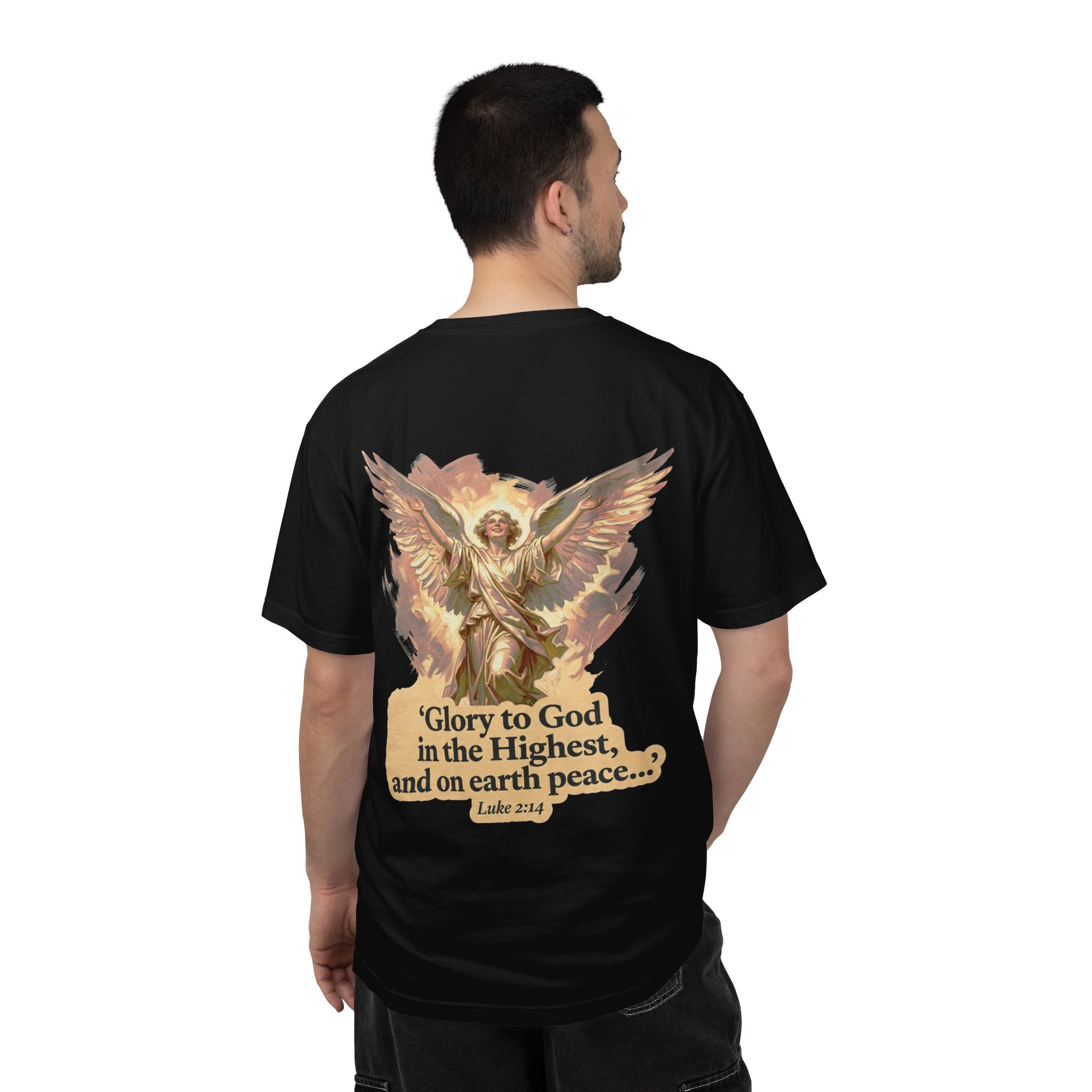 Christian Angel Tee — "Glory to God in the Highest" Graphic T-Shirt