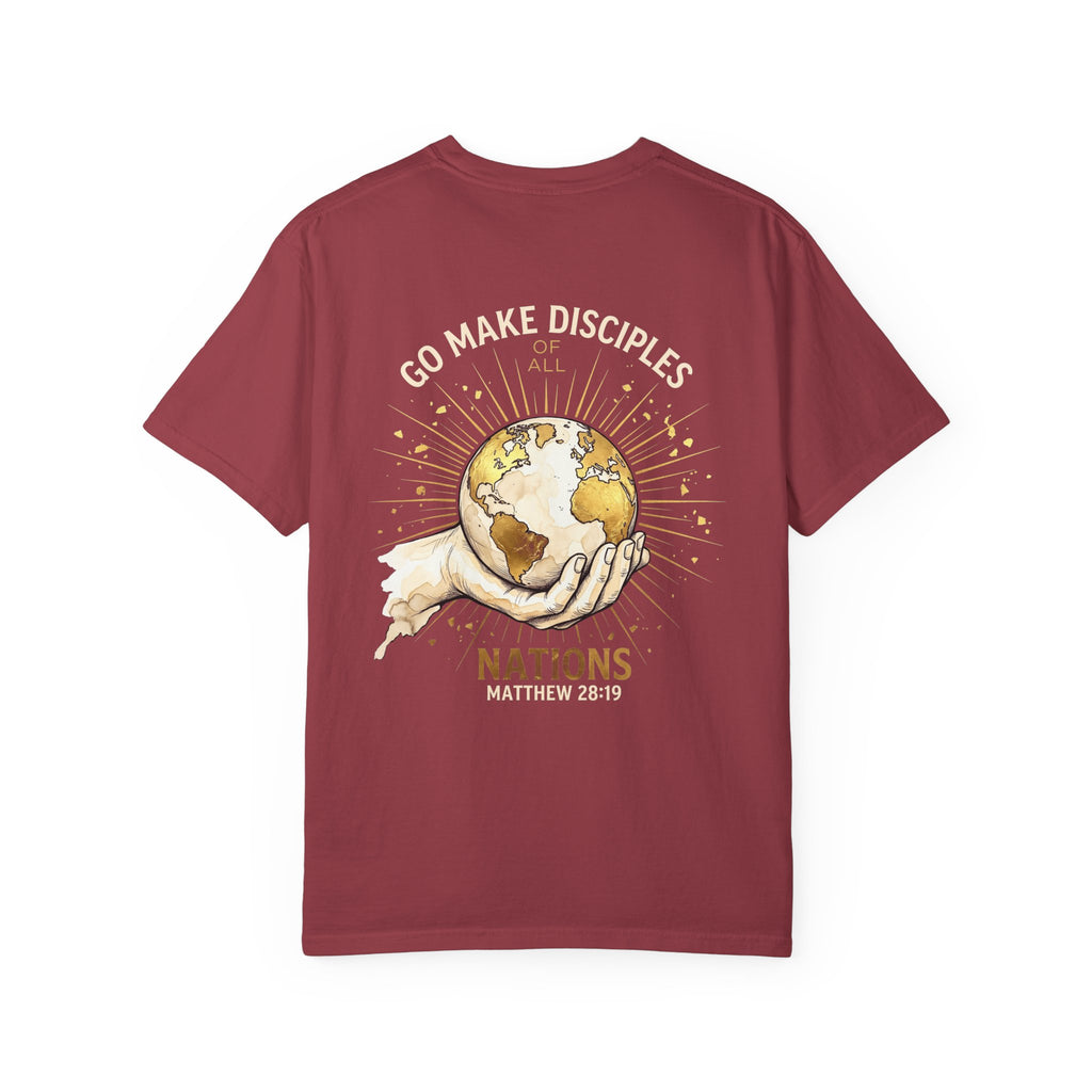 Discipleship Cross T-Shirt — "Go Make Disciples" Matthew 28:19 Christian Tee
