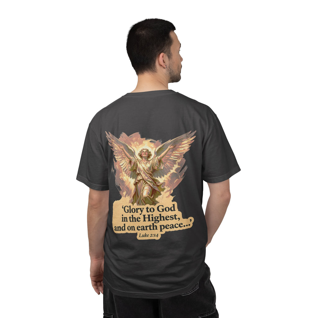 Christian Angel Tee — "Glory to God in the Highest" Graphic T-Shirt