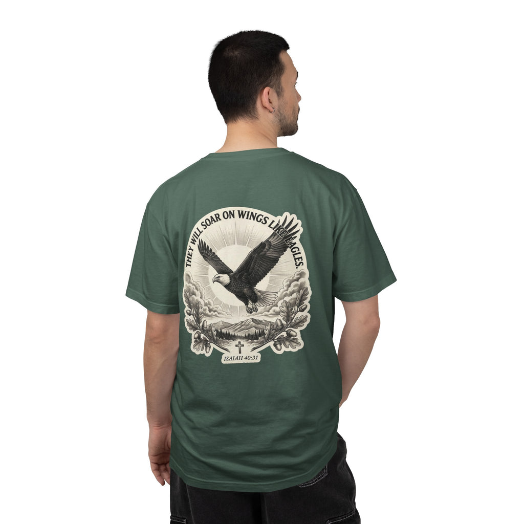 Eagle Cross T‑Shirt — 'They Will Soar on Wings' Christian Graphic Tee