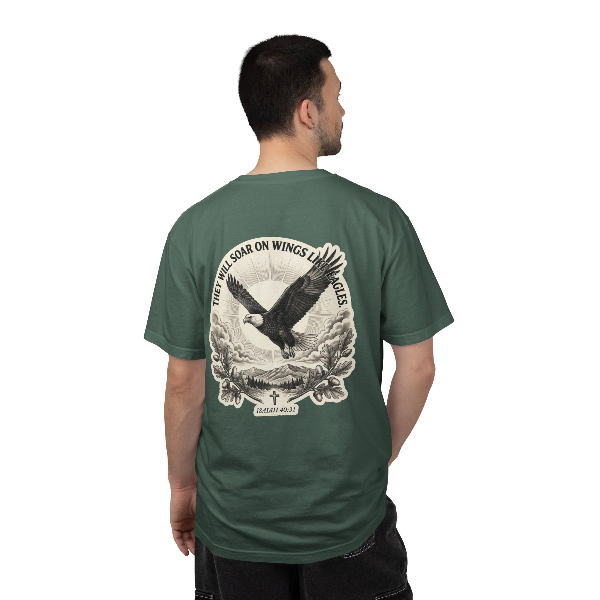 Eagle Cross T‑Shirt — 'They Will Soar on Wings' Christian Graphic Tee