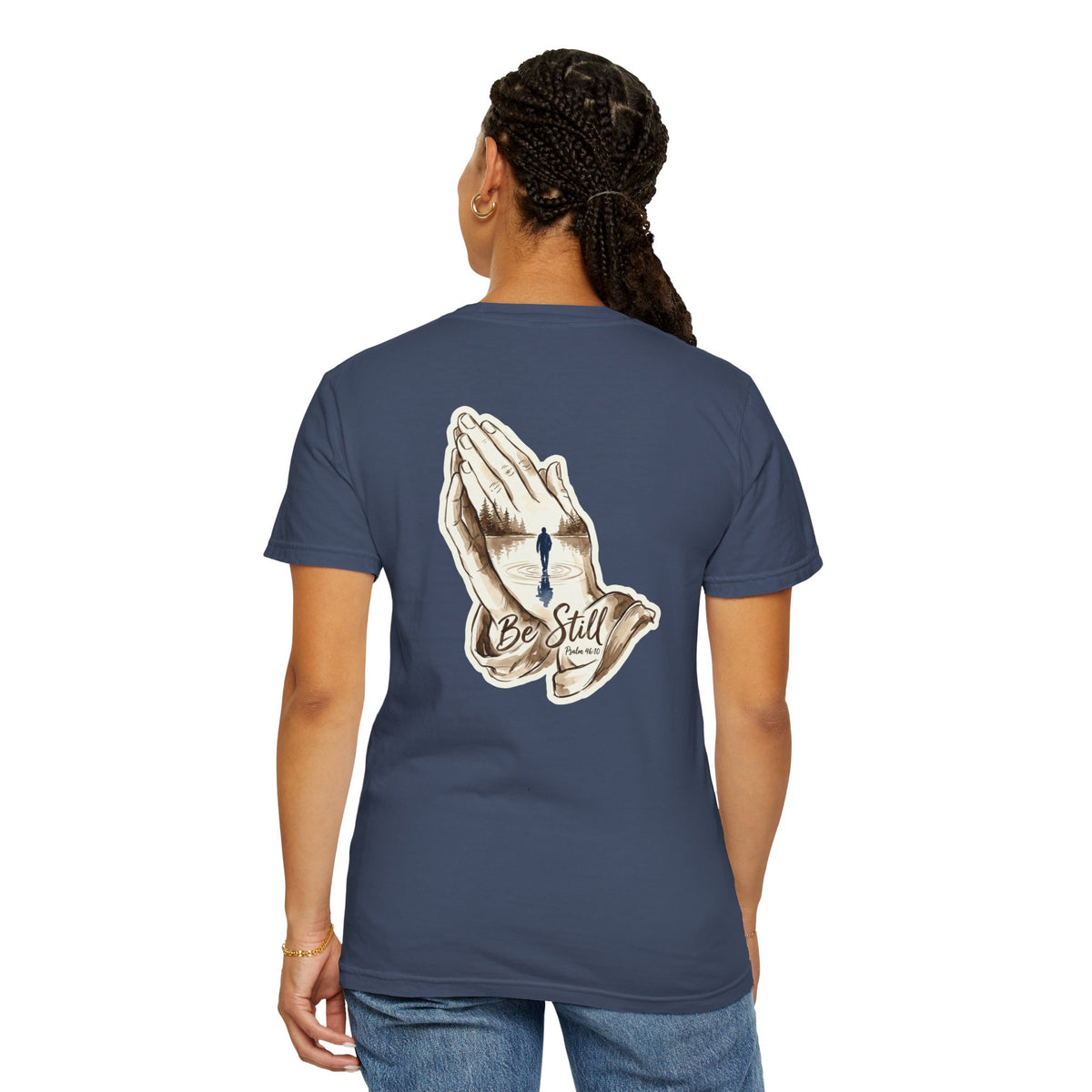 Be Still Prayer T-Shirt — Christian Faith Graphic Tee with Crosses