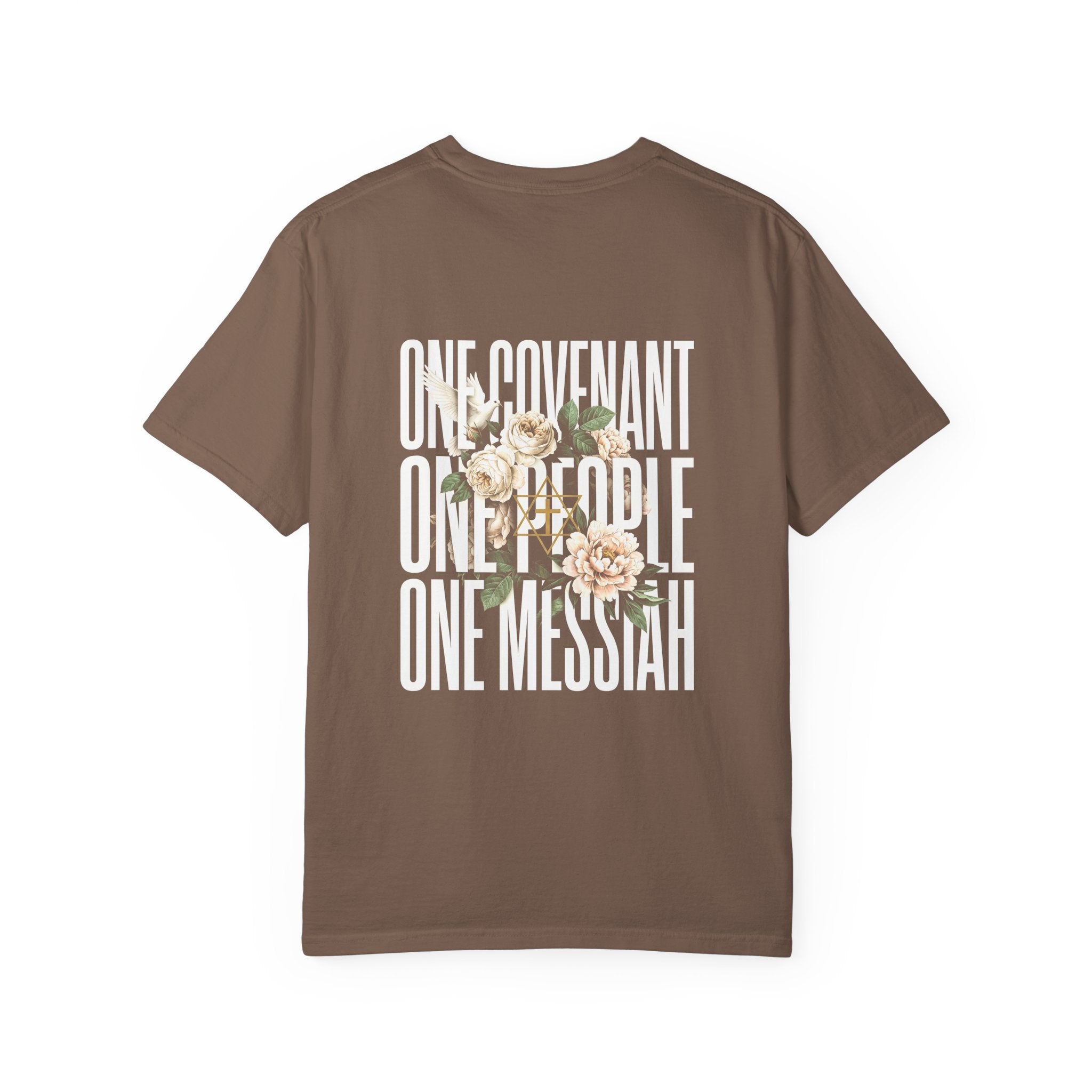 One Covenant One People One Messiah T-Shirt — Christian Cross Floral Tee
