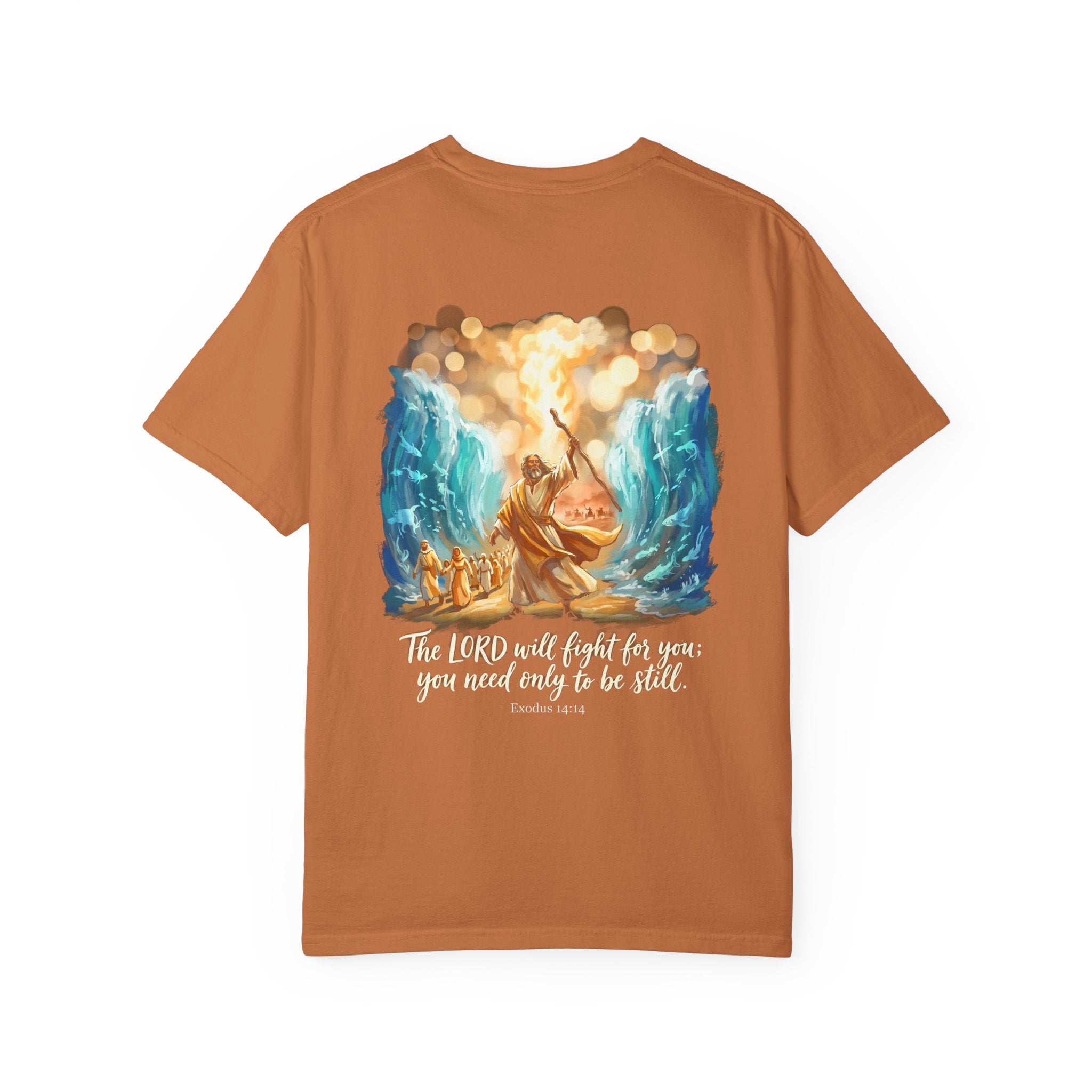 Christian Cross T-Shirt — Exodus 14:14 'The LORD Will Fight for You' Graphic Tee