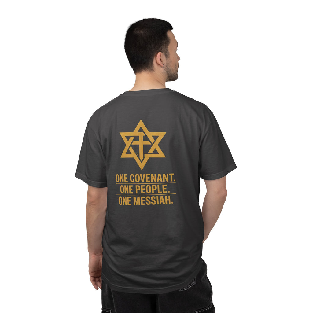 One Covenant One People One Messiah T-Shirt — Interfaith Star & Cross Design