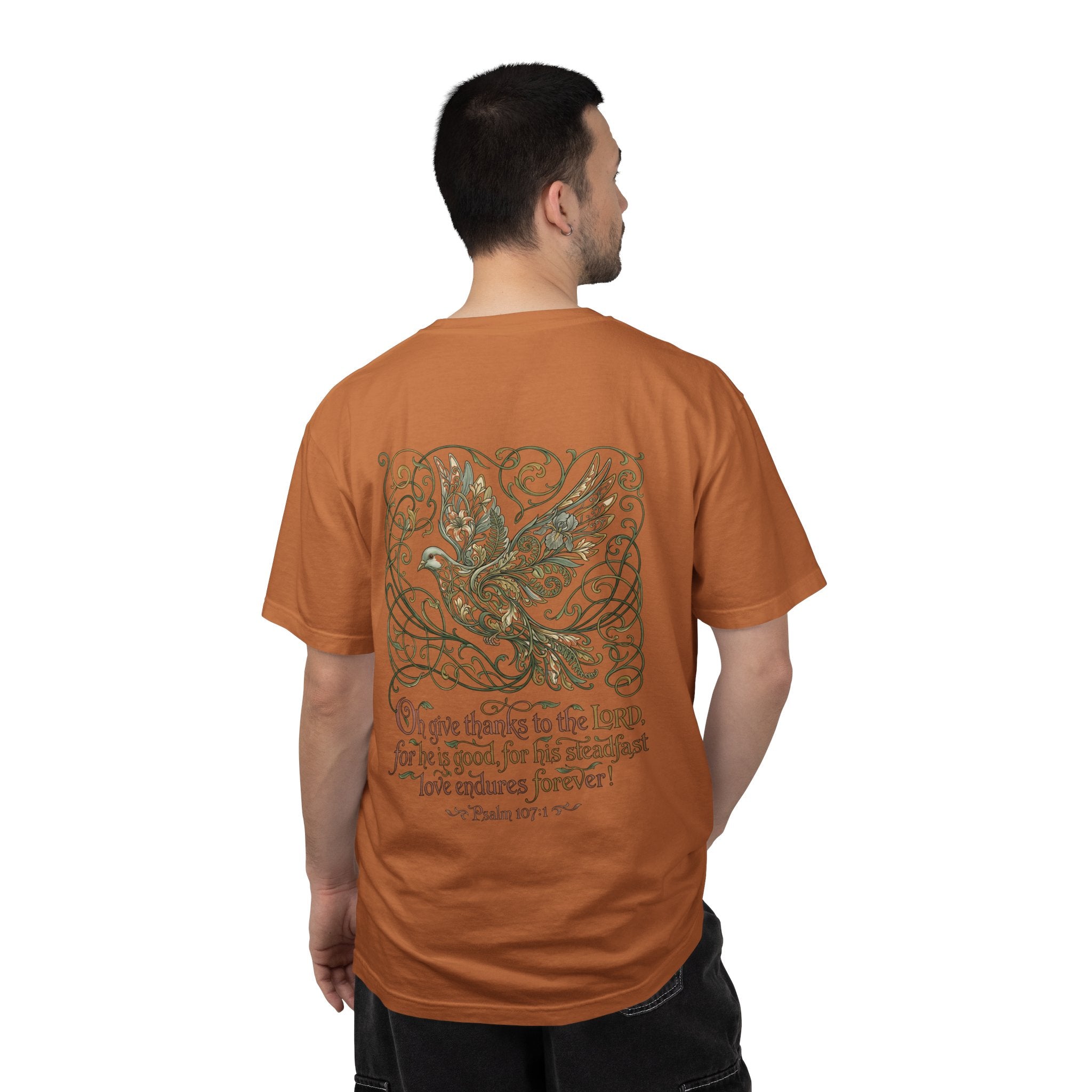 Christian Cross T-Shirt — ‘Give Thanks to the Lord’ Dove Graphic Tee