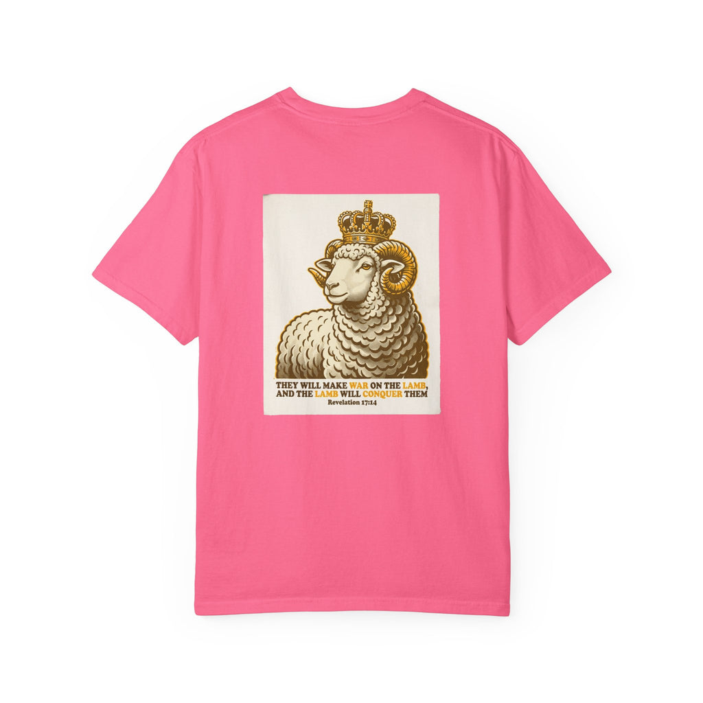 Crowned Lamb Graphic Tee — 'They Will Make War' Religious Vintage-Style T-Shirt