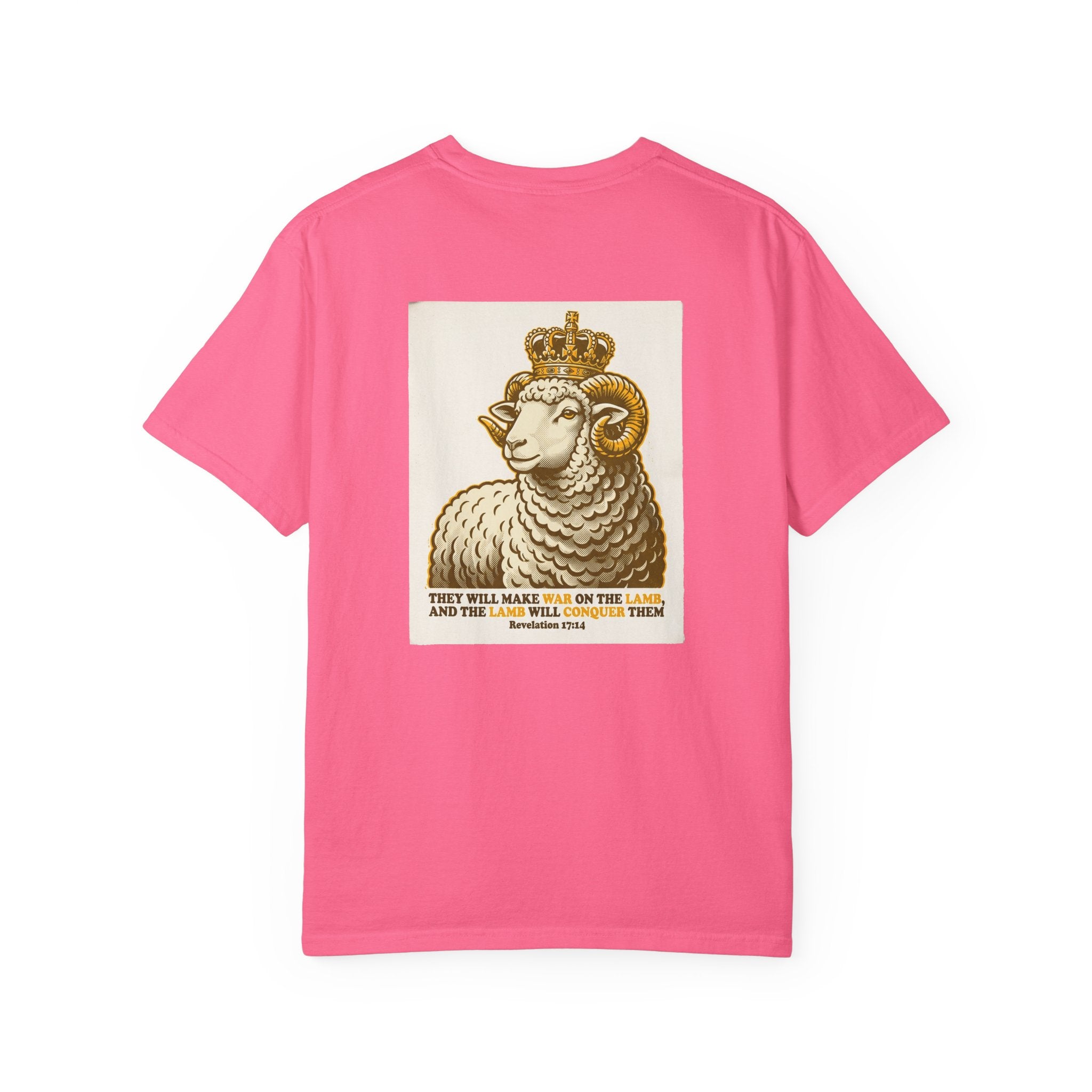 Crowned Lamb Graphic Tee — 'They Will Make War' Religious Vintage-Style T-Shirt
