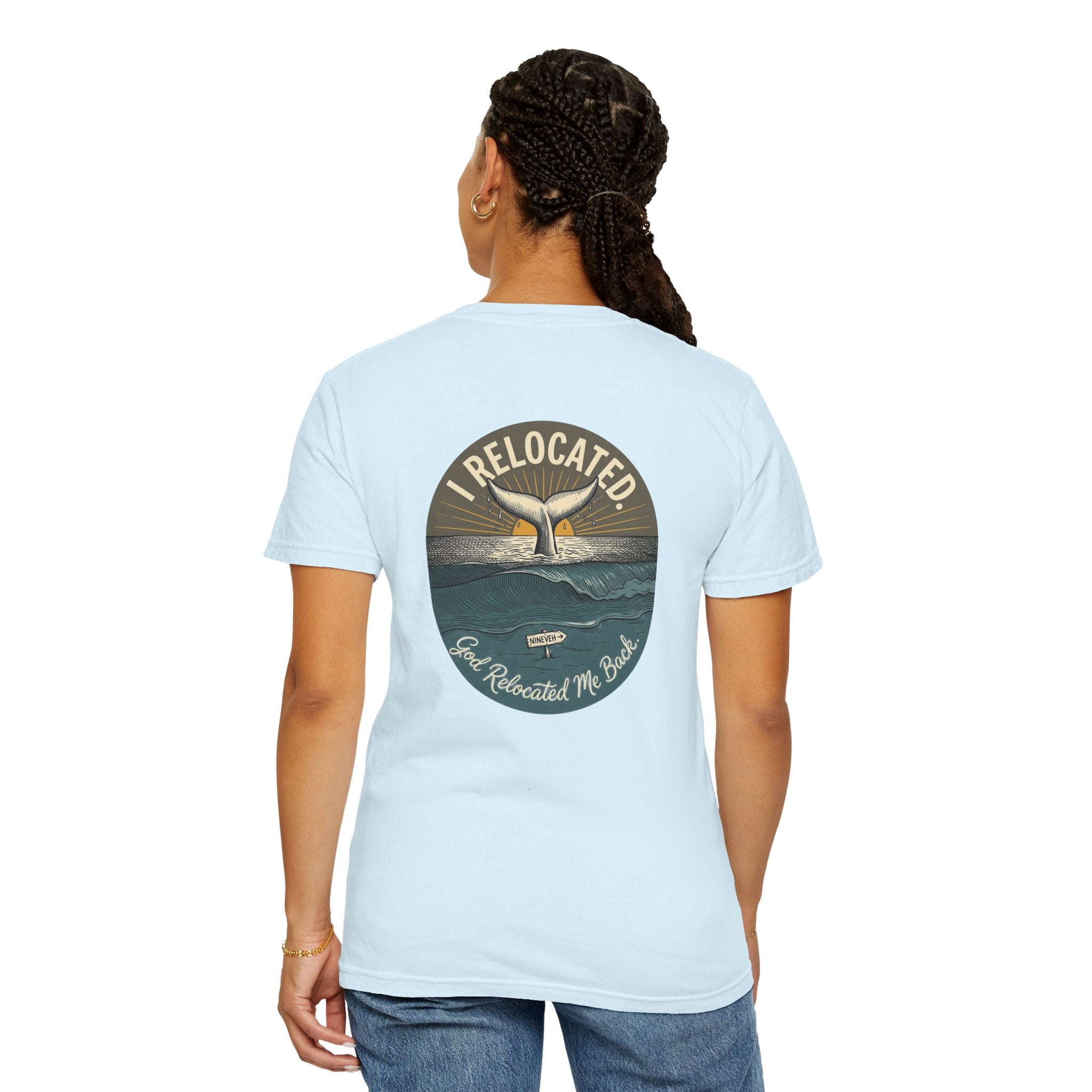 Relocated Whale Tail T-Shirt — “I Relocated” Retro Ocean Graphic Tee