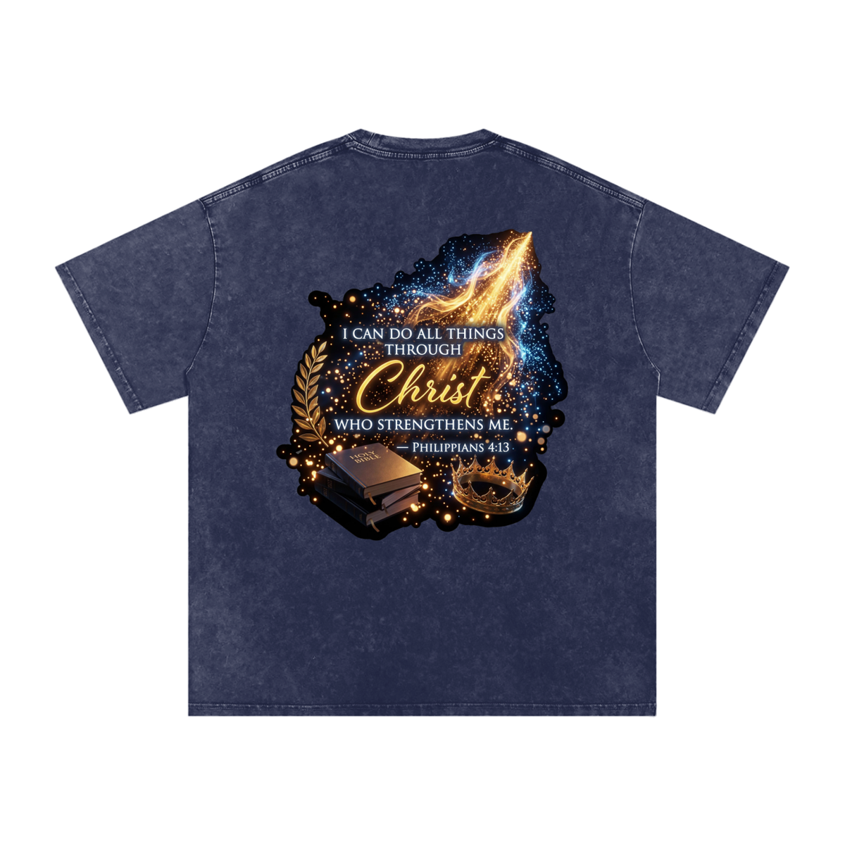 Through Christ Snow Washed Oversized Cotton T-Shirt