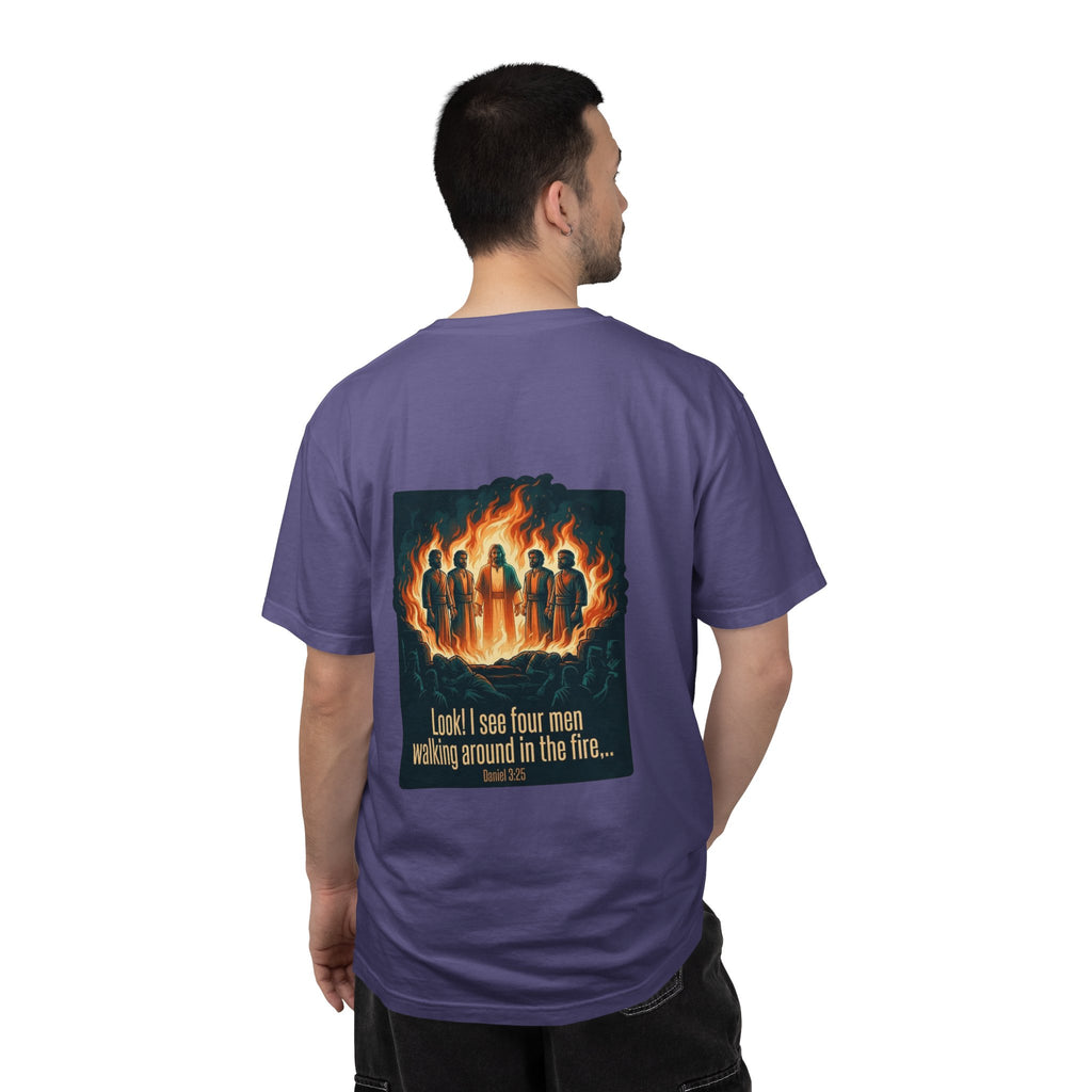 Christian Cross T-Shirt — ‘I see four men walking around in the fire’ Graphic Tee