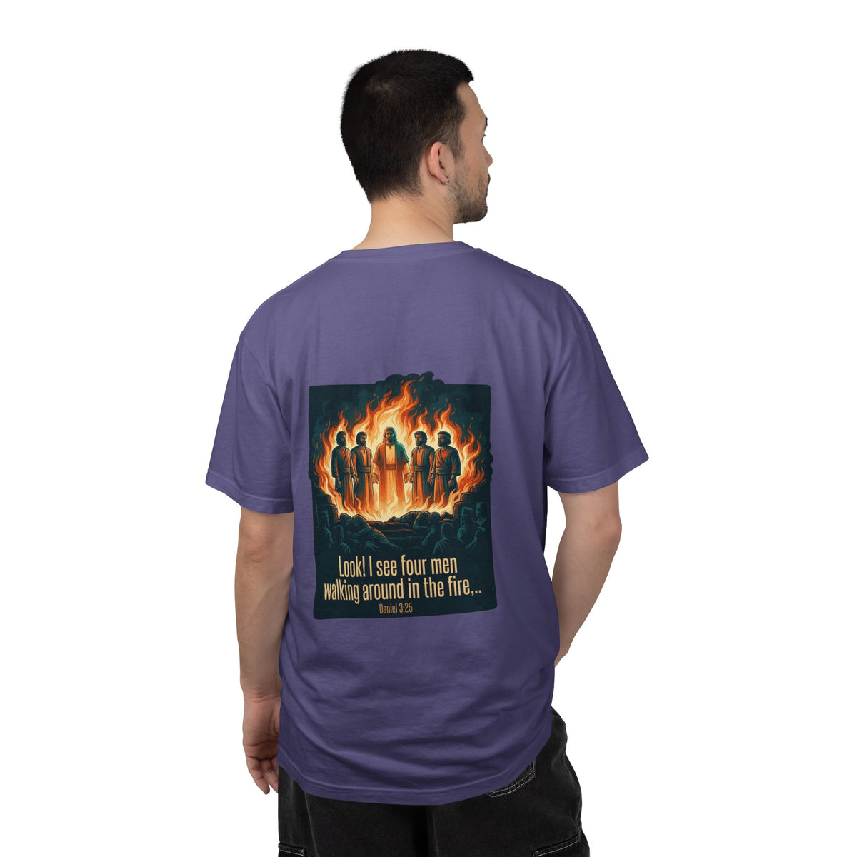 Christian Cross T-Shirt — ‘I see four men walking around in the fire’ Graphic Tee