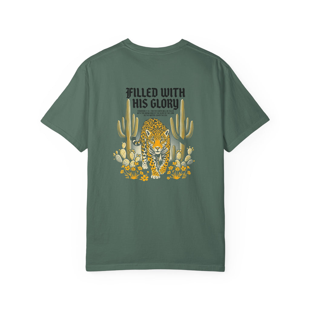 Christian Leopard Desert T-Shirt — "Filled With His Glory" Back Print