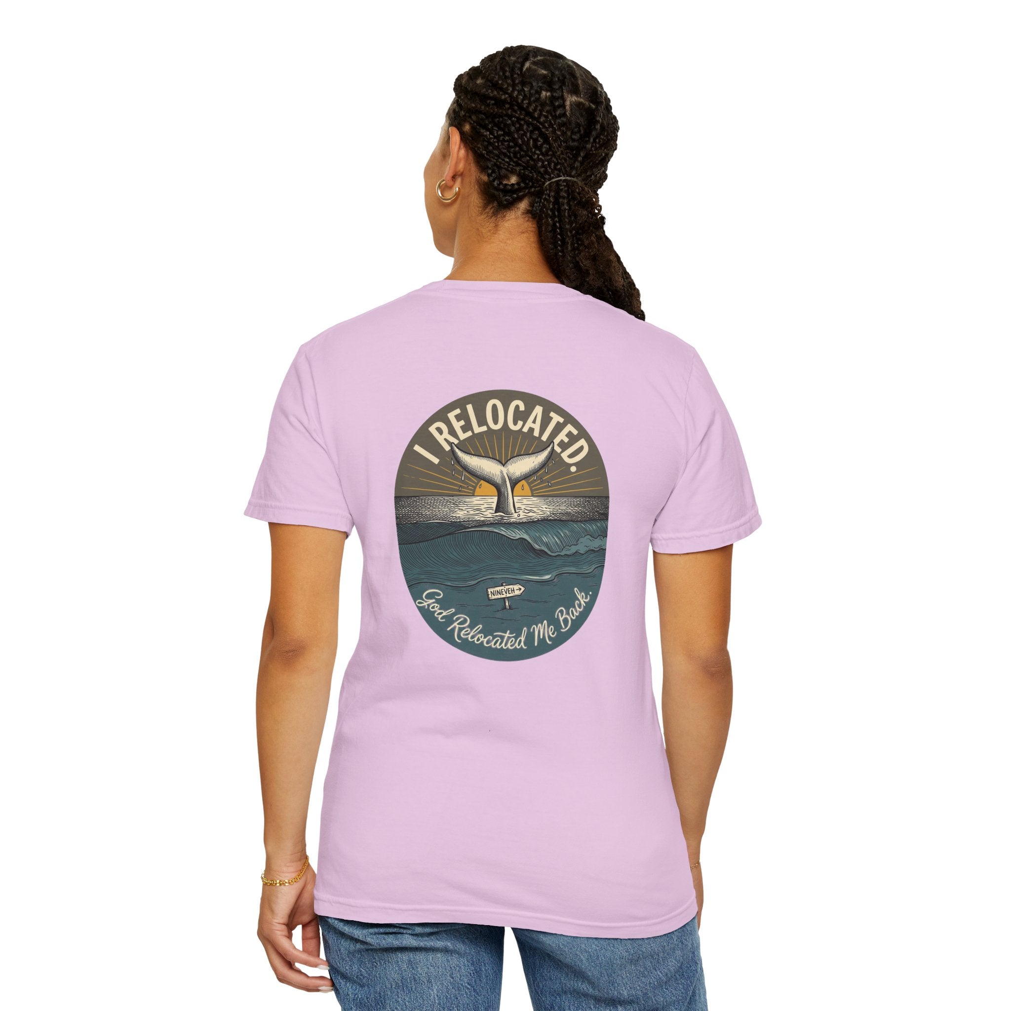 Relocated Whale Tail T-Shirt — “I Relocated” Retro Ocean Graphic Tee