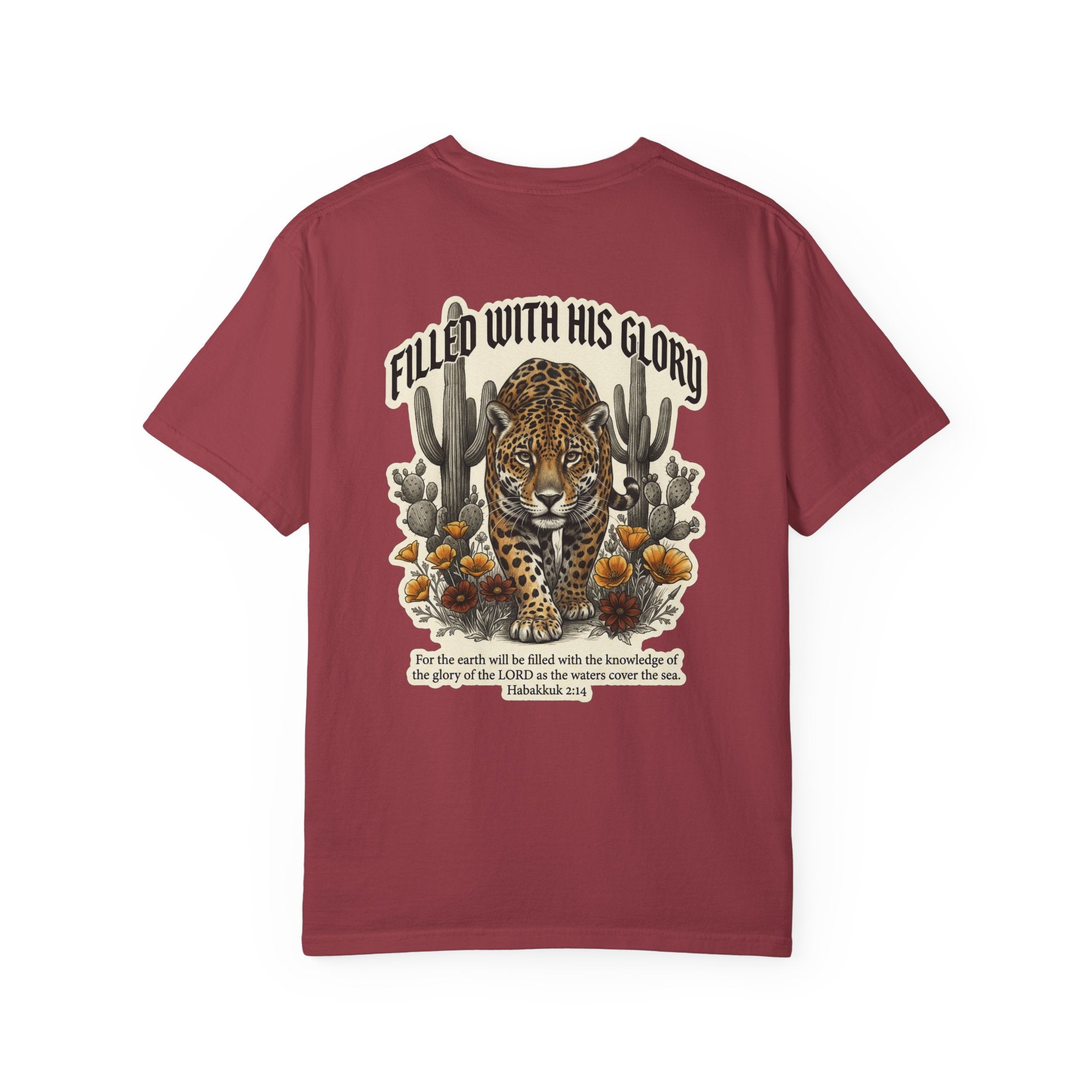 Christian Tee — 'Filled With His Glory' Leopard Cross T‑Shirt