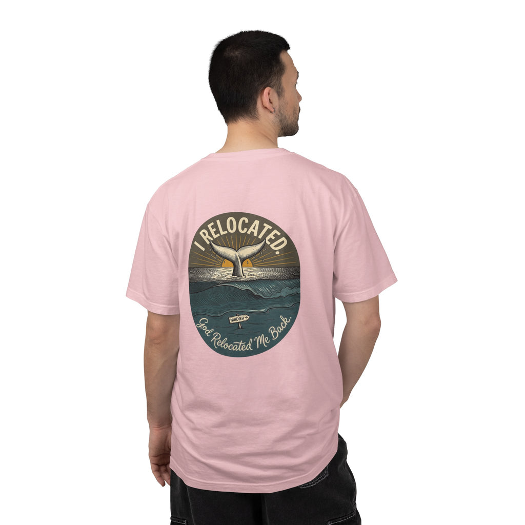 Relocated Whale Tail T-Shirt — “I Relocated” Retro Ocean Graphic Tee