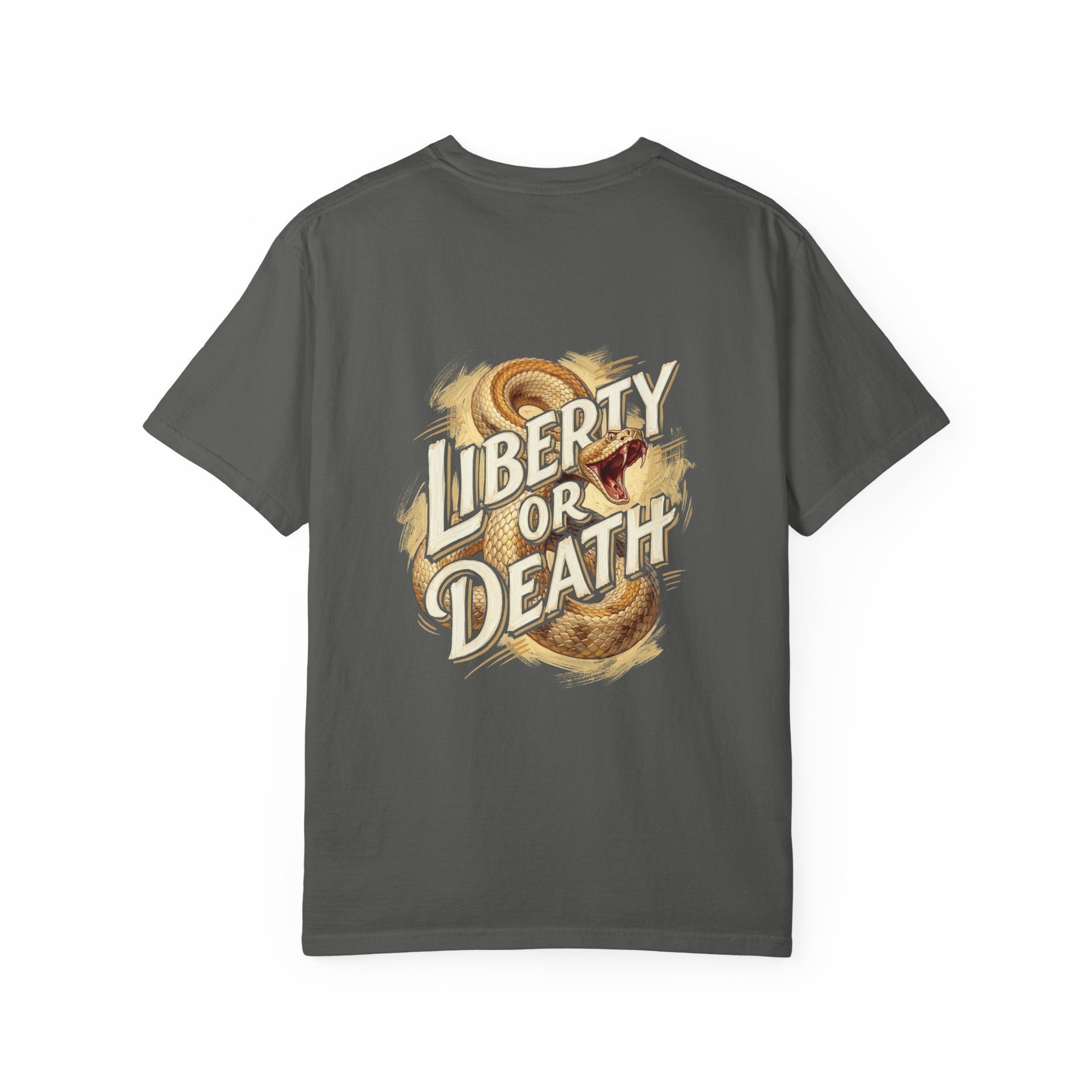 Liberty or Death T-Shirt — America Graphic Tee with Coiled Rattlesnake