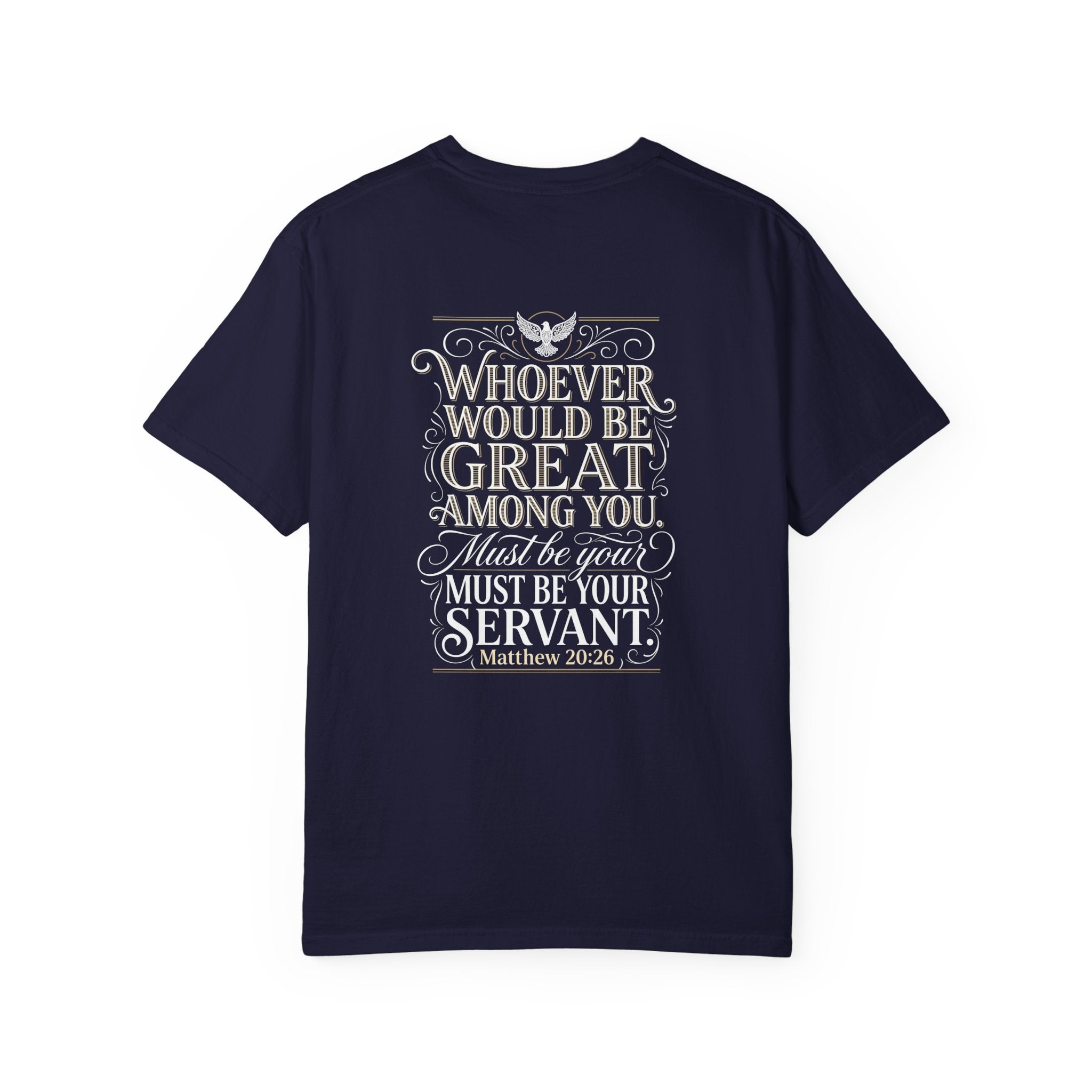 Christian Cross T‑Shirt — "Whoever Would Be Great Among You" Scripture Tee