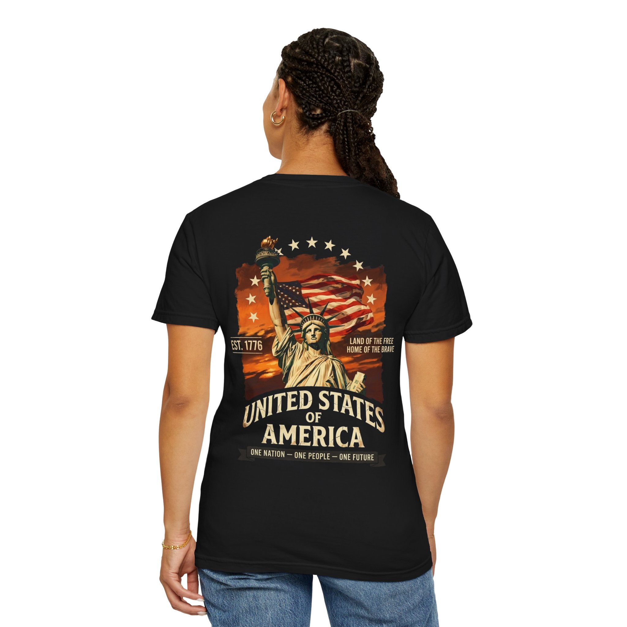 America Graphic T-Shirt — United States Statue of Liberty Patriotic Tee