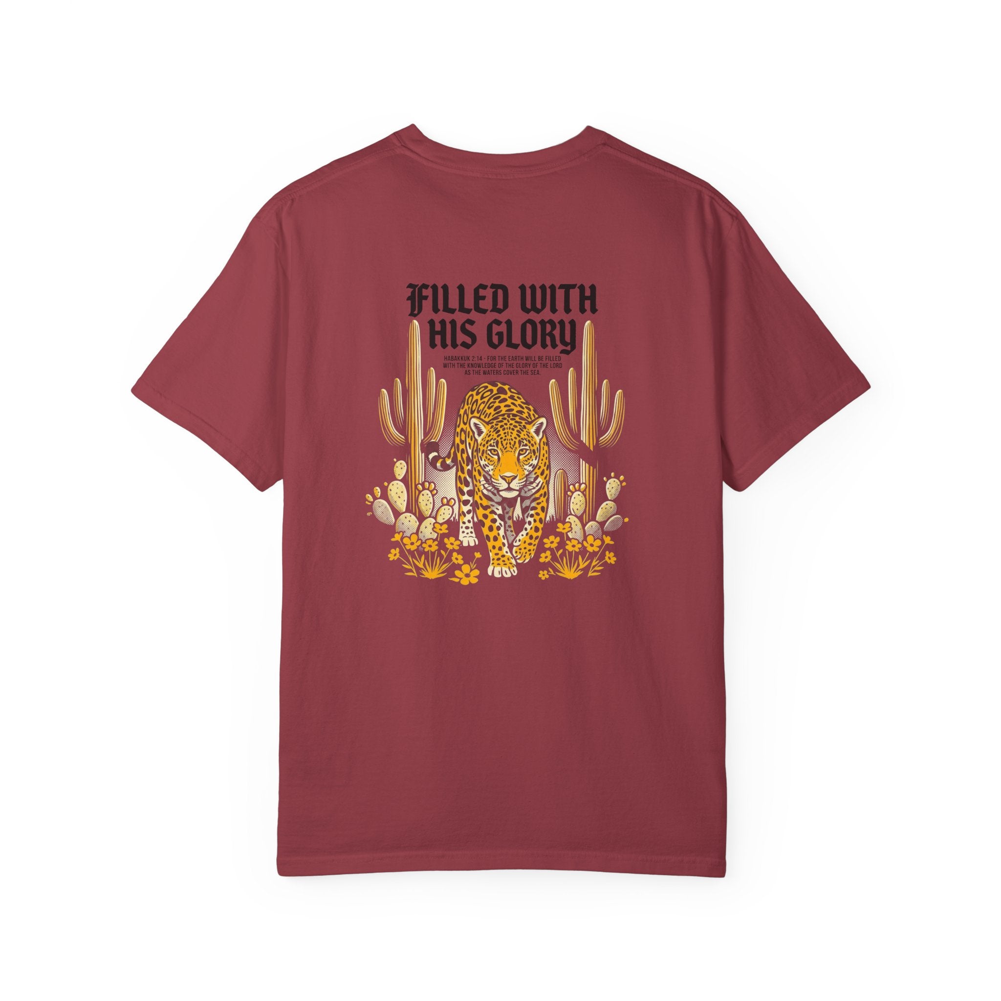 Christian Leopard Desert T-Shirt — "Filled With His Glory" Back Print