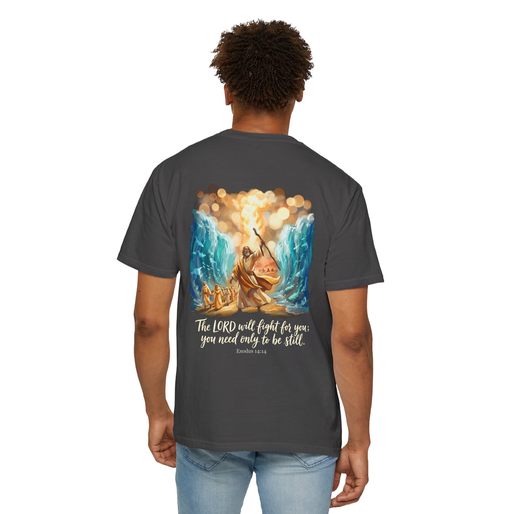 Christian Cross T-Shirt — Exodus 14:14 'The LORD Will Fight for You' Graphic Tee