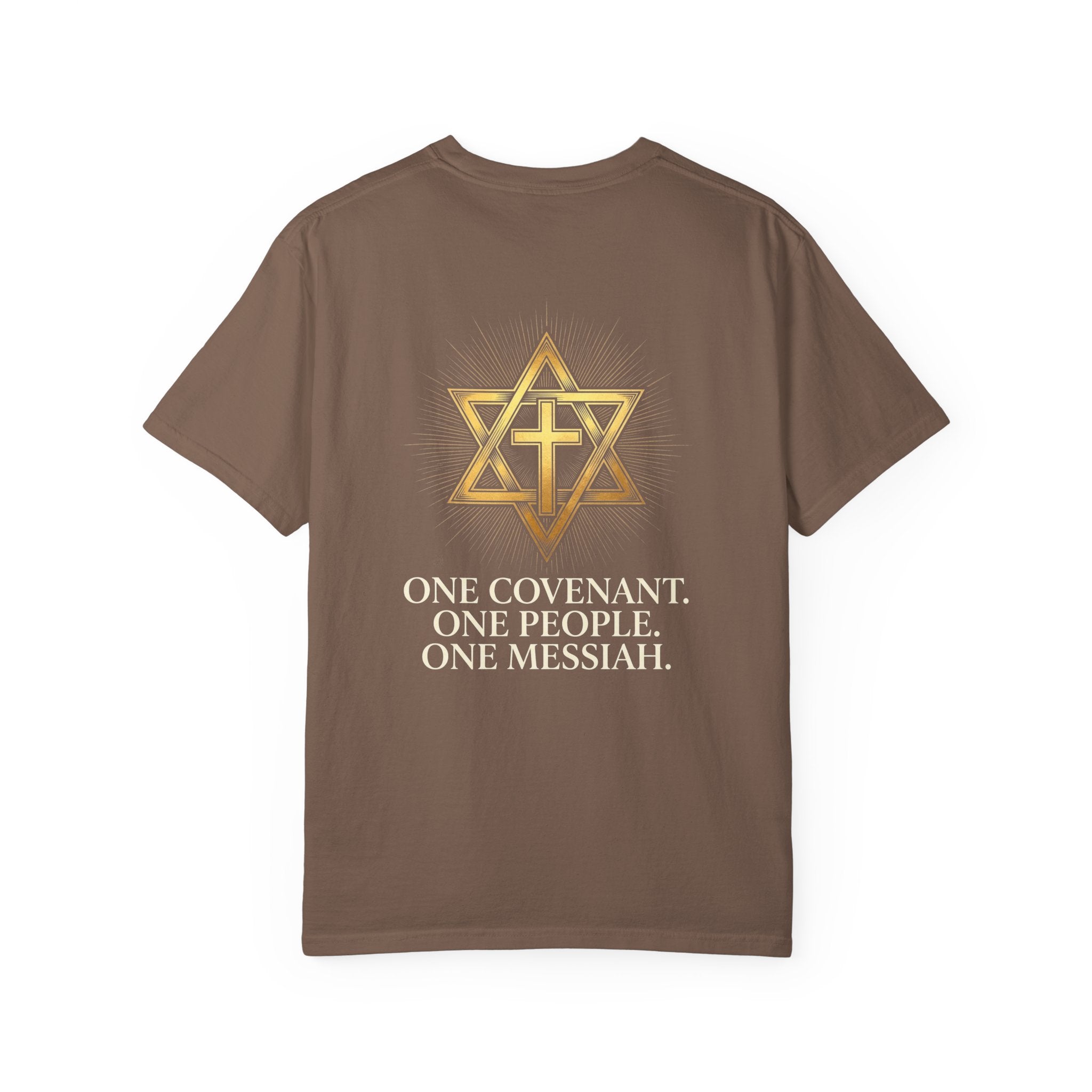 Christian Cross & Star Tee — "One Covenant. One People. One Messiah."