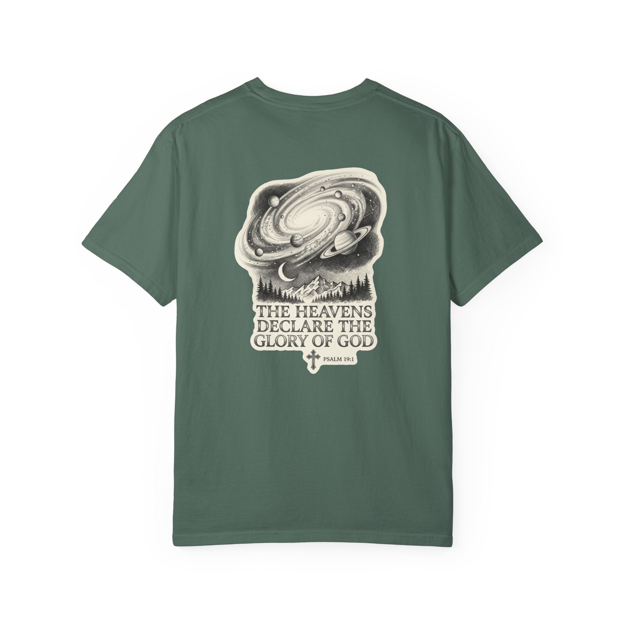Christian T-Shirt — "The Heavens Declare the Glory of God" Back Graphic