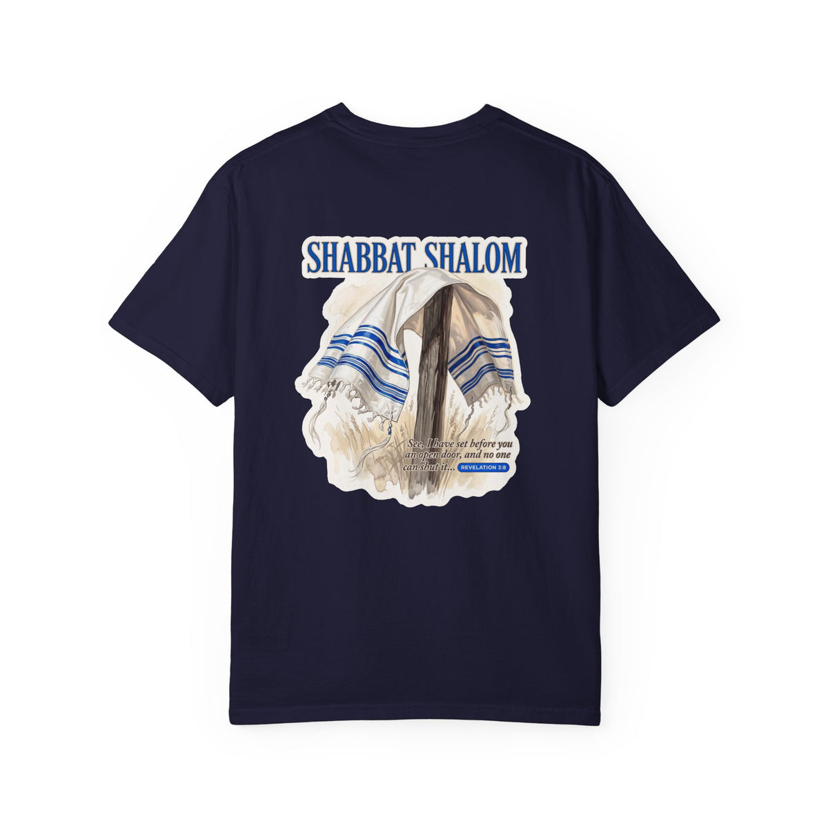 Shabbat Shalom T-Shirt — Jewish Prayer Shawl (Tallit) Graphic Tee